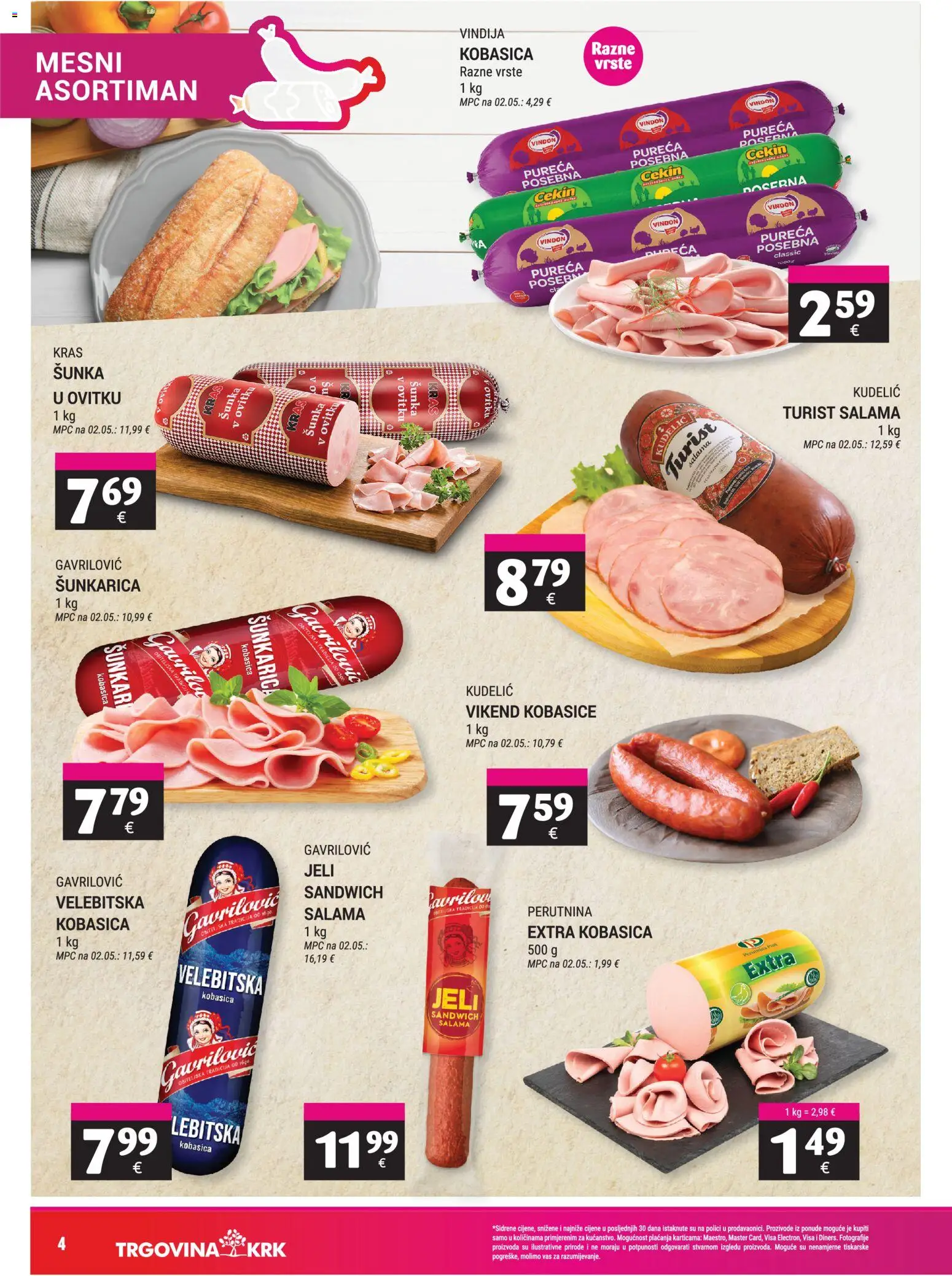 Trgovina Krk katalog | vrijedi od 01.09.2026 | Stranica: 4 | Proizvodi: Sandwich, Salama, Šunka, Kobasice