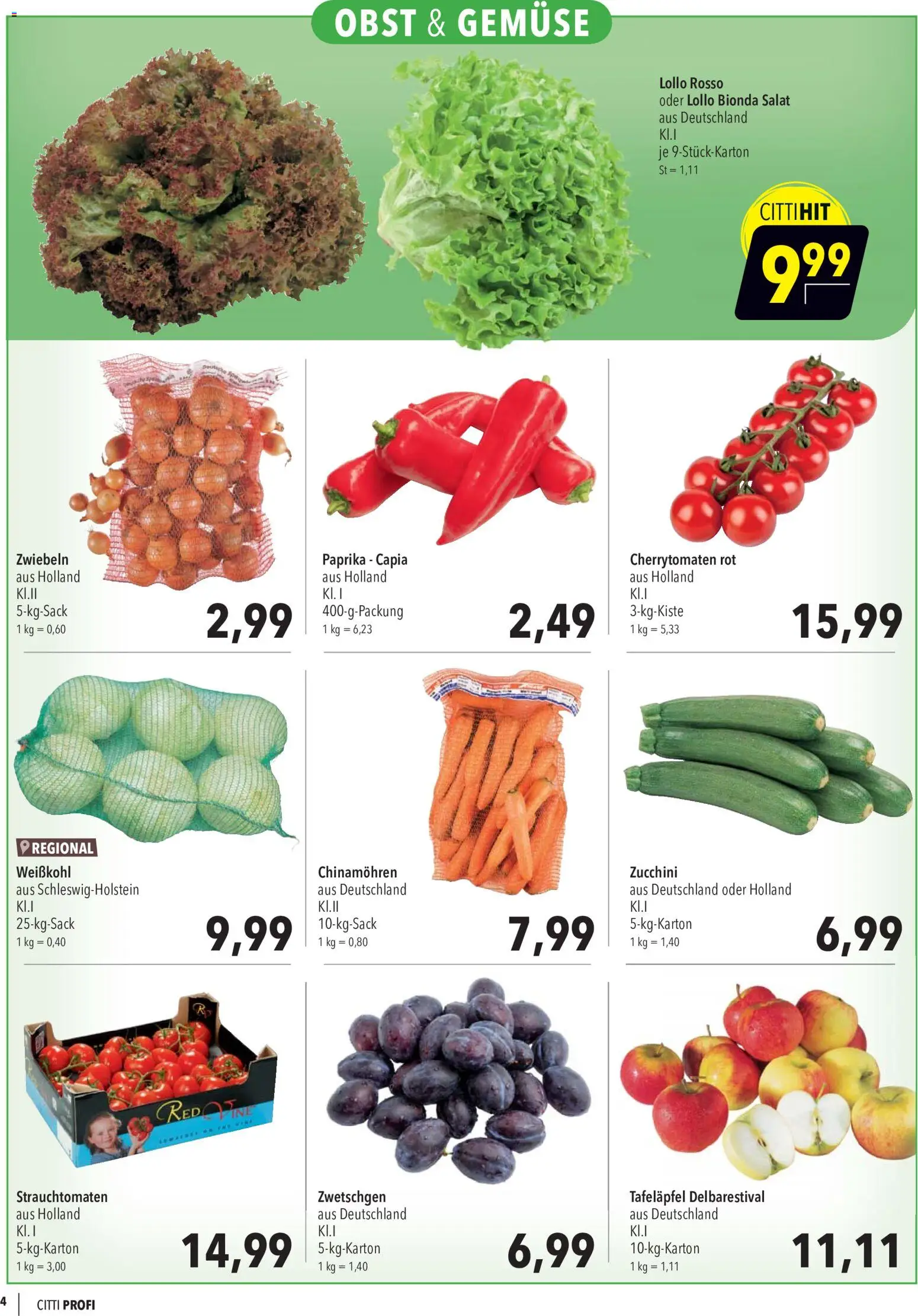 CITTI Markt Aktuelle Angebote für Profis – gültig ab 26.08.2026 | Seite: 4 | Produkte: Zwetschgen, Zwiebeln, Paprika, Obst