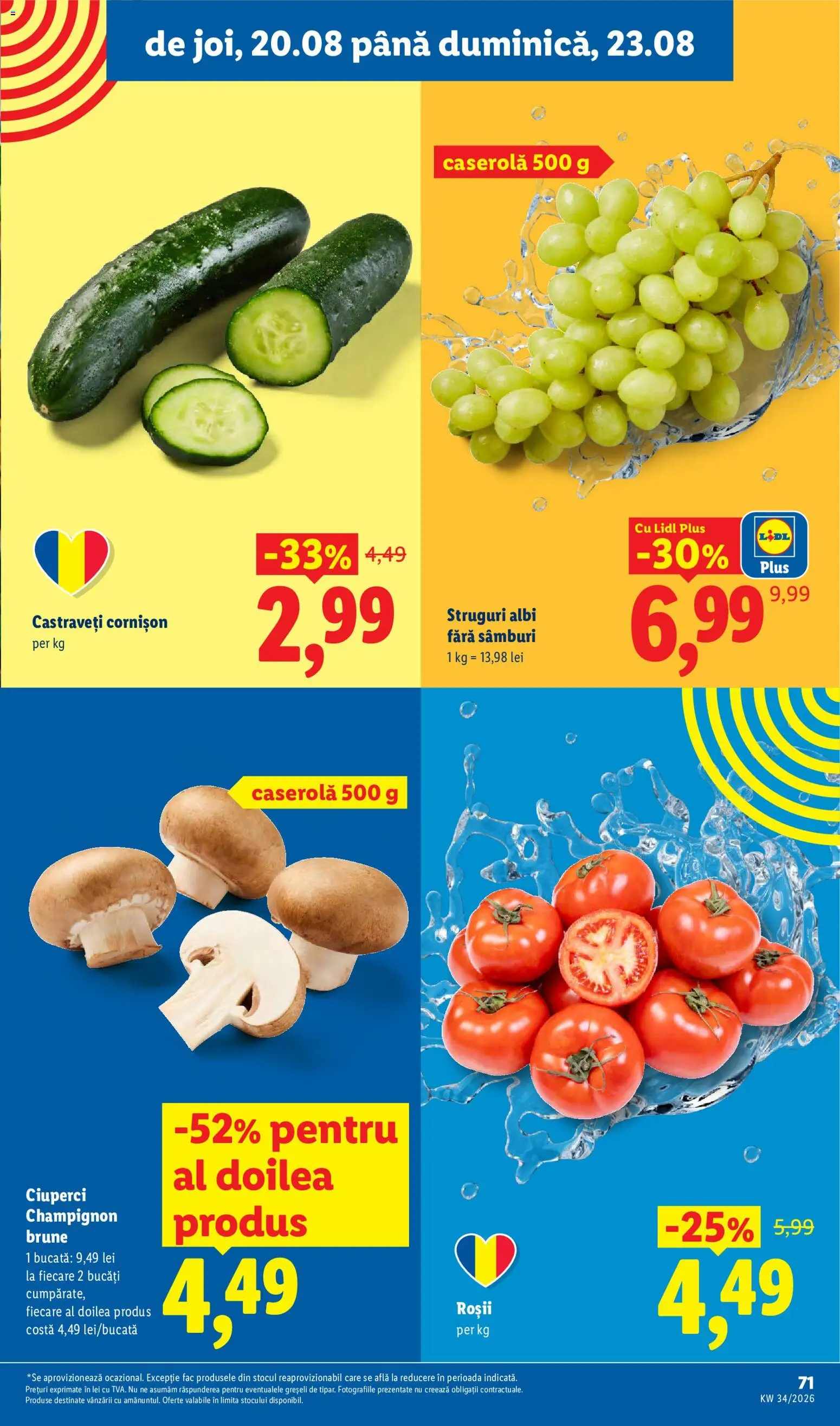 Noul catalog Lidl – valabil de la 17.08.2026 | Pagină: 71 | Produse: Struguri, Caserola, Roșii, Castraveți