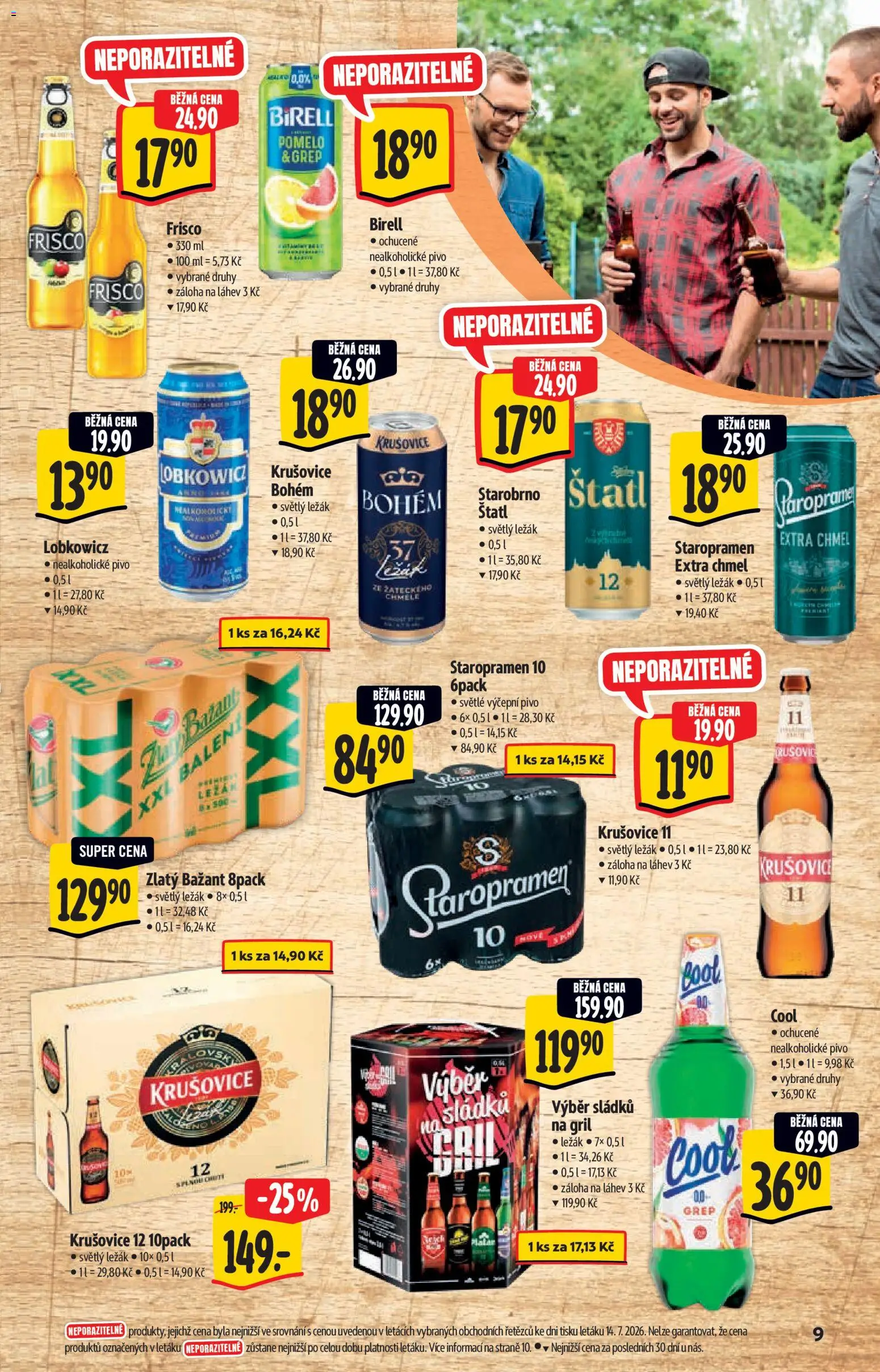 Albert katalog - Hypermarket - Gril od 22.07.2026 | Strana: 9 | Produkty: Birell, Pivo, Krušovice Bohém, Zlatý Bažant