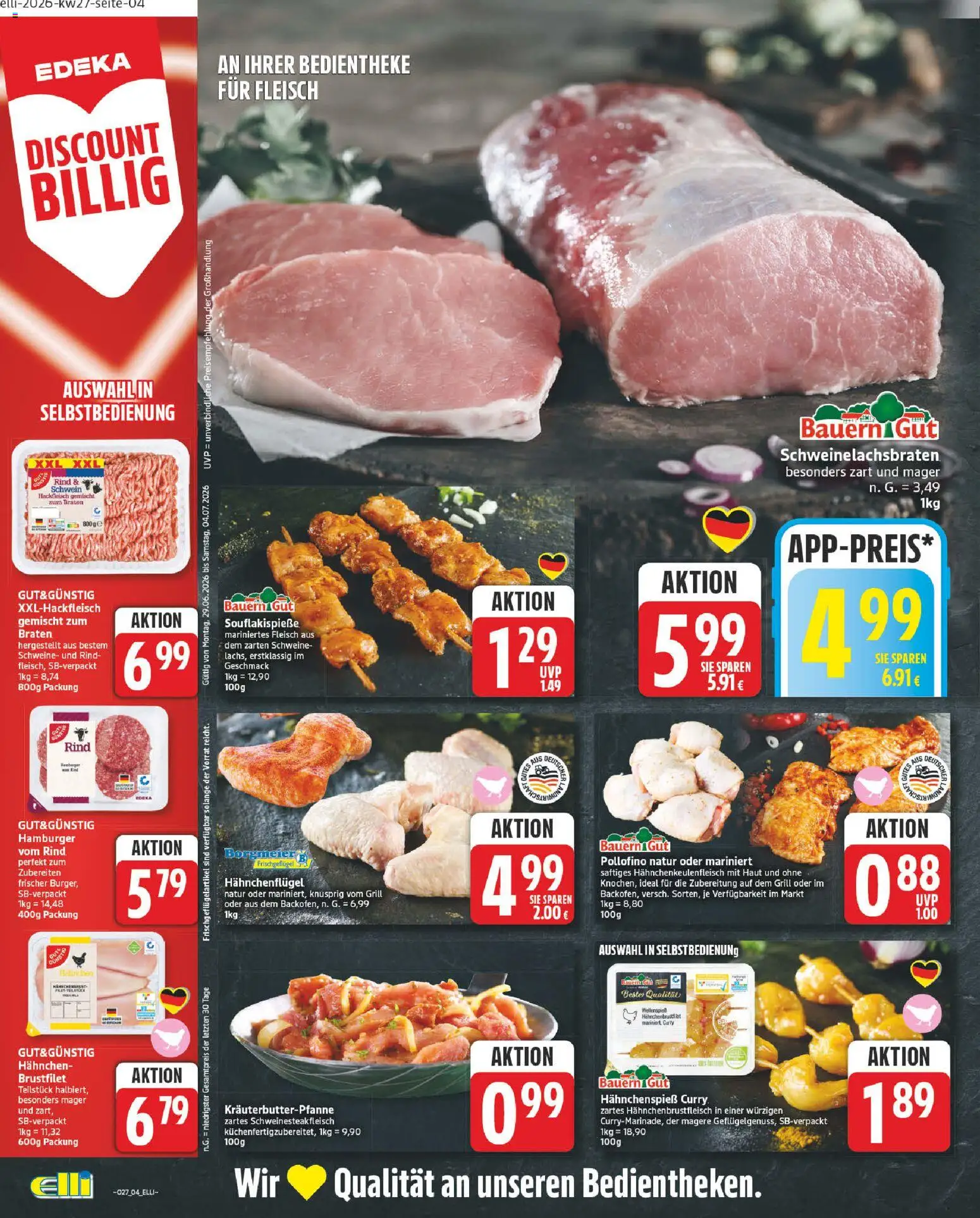 Elli Markt Prospekt Erwitte – gültig ab 29.06.2026 | Seite: 4 | Produkte: Grill, Hahnchen, Fleisch, Hackfleisch