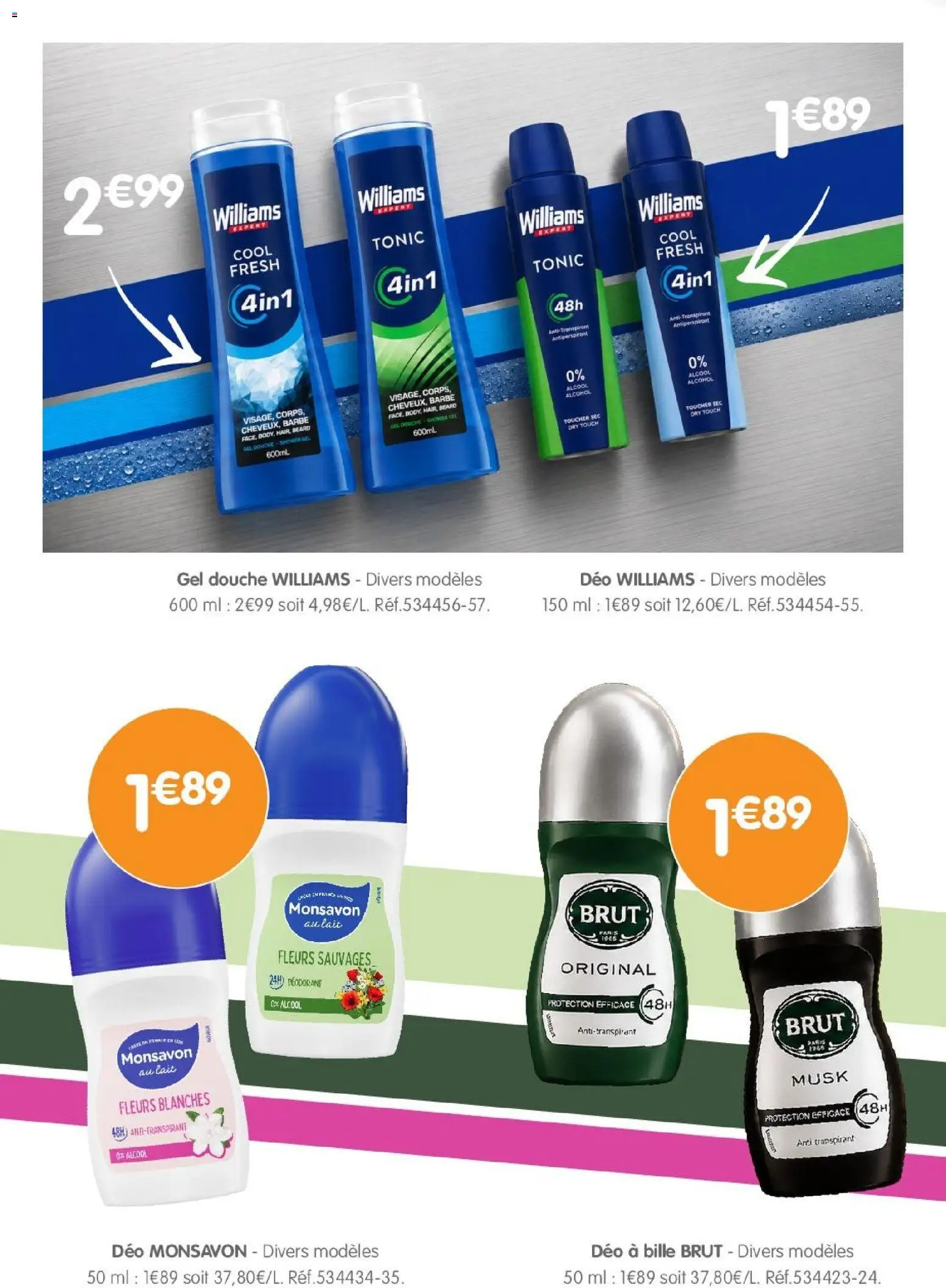 {H1} | Page: 16 | Produits: Alcool, Gel douche, Douche, Lait