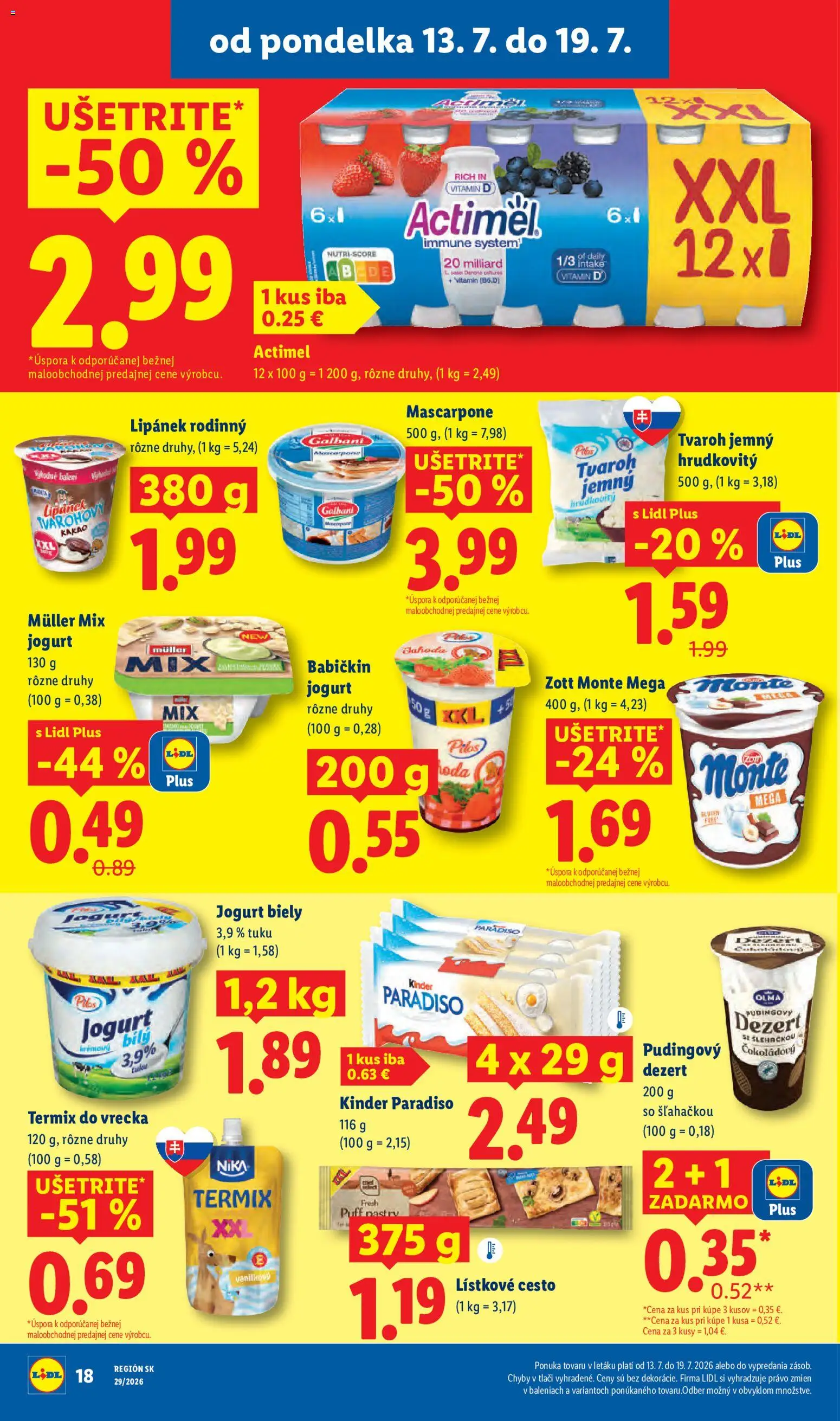 Nové Lidl akcie – leták je platný od 13.07.2026 | Strana: 22 | Produkty: Cesto, Termix, Tvaroh, Kakao