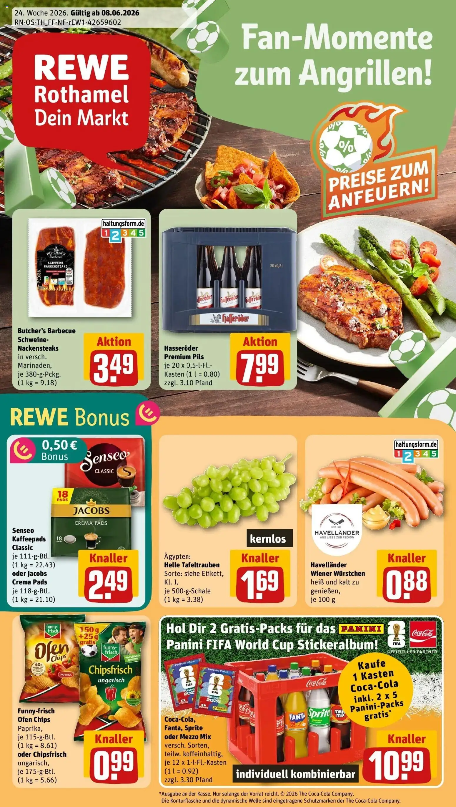 Rewe Prospekt Schmalkalden – gültig ab 08.06.2026 | Seite: 1 | Produkte: Ofen, Wiener wurstchen, Fanta, Paprika