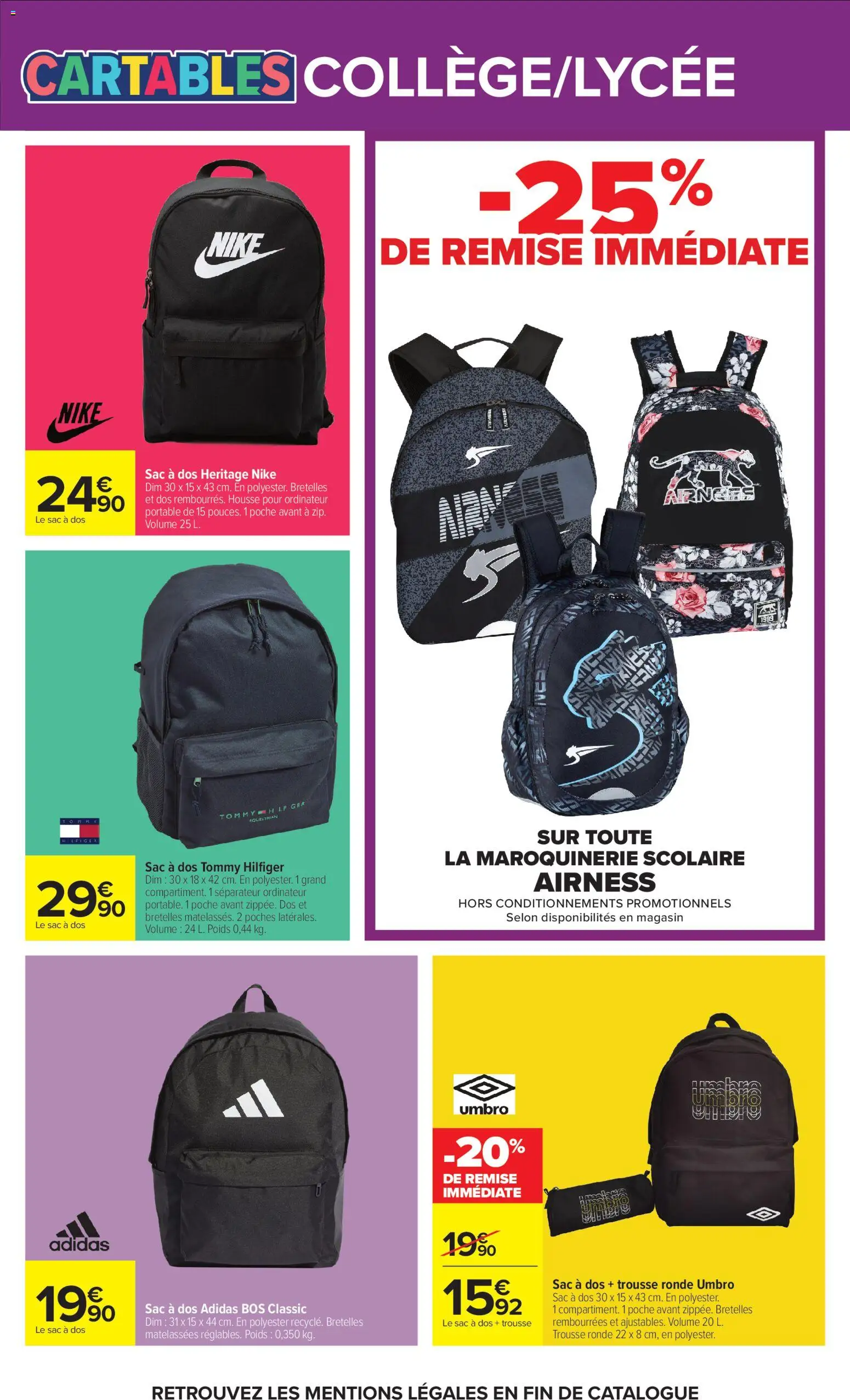 {H1} | Page: 9 | Produits: Sac, Poids, Ordinateur portable, Sac à dos