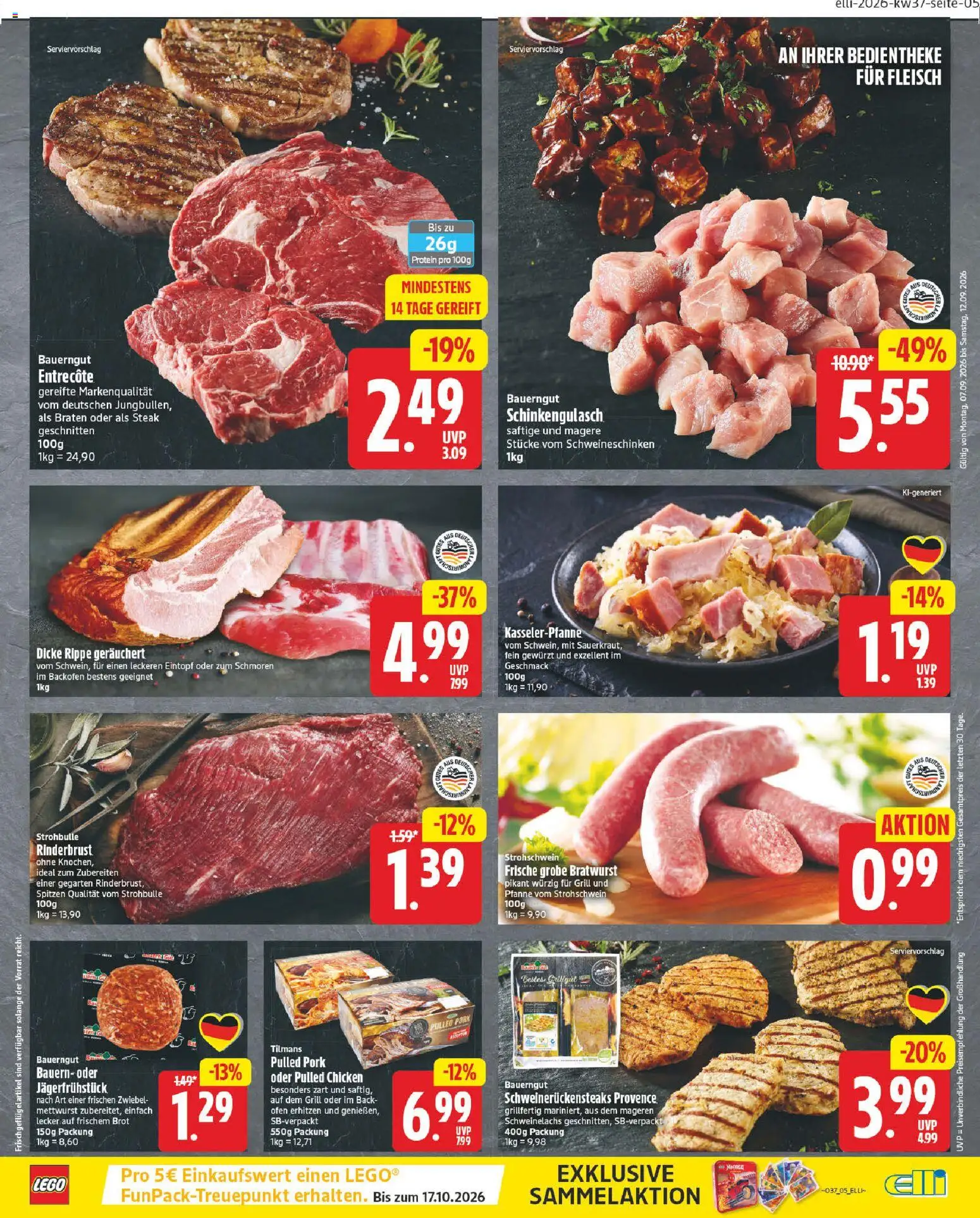 Elli Markt Prospekt – gültig ab 07.09.2026 | Seite: 5 | Produkte: Grill, Bratwurst, Entrecote, Brot