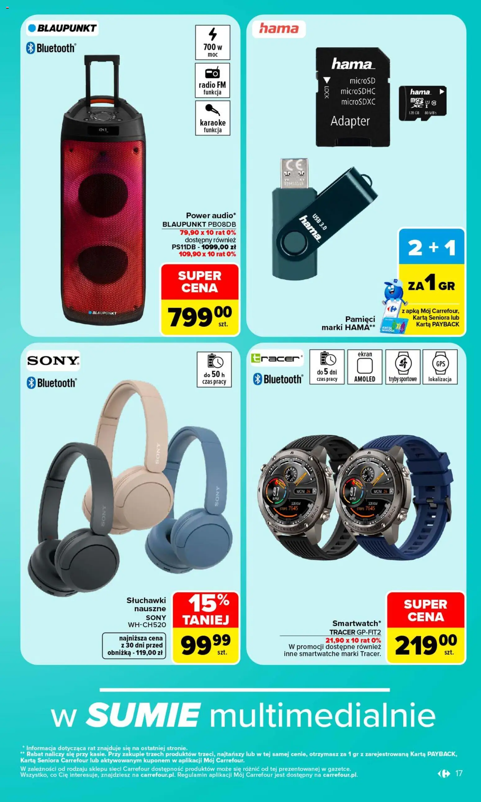 Carrefour gazetka - Same okazje od 19.10.2026 | Strona: 17 | Produkty: Radio, Słuchawki, Adapter, USB