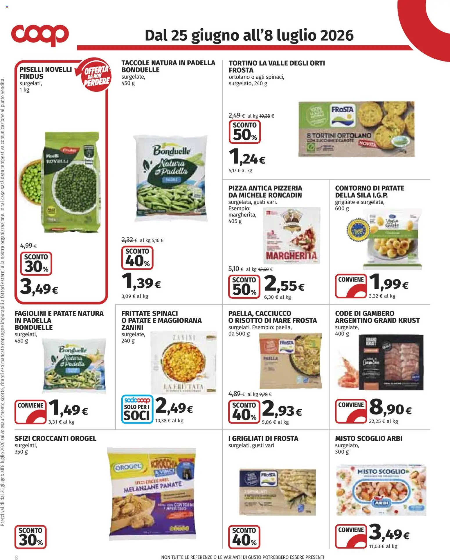 Volantino COOP del 25/06/2026 | Pagina: 8 | Prodotti: Patate, Spinaci, Data, Fagiolini