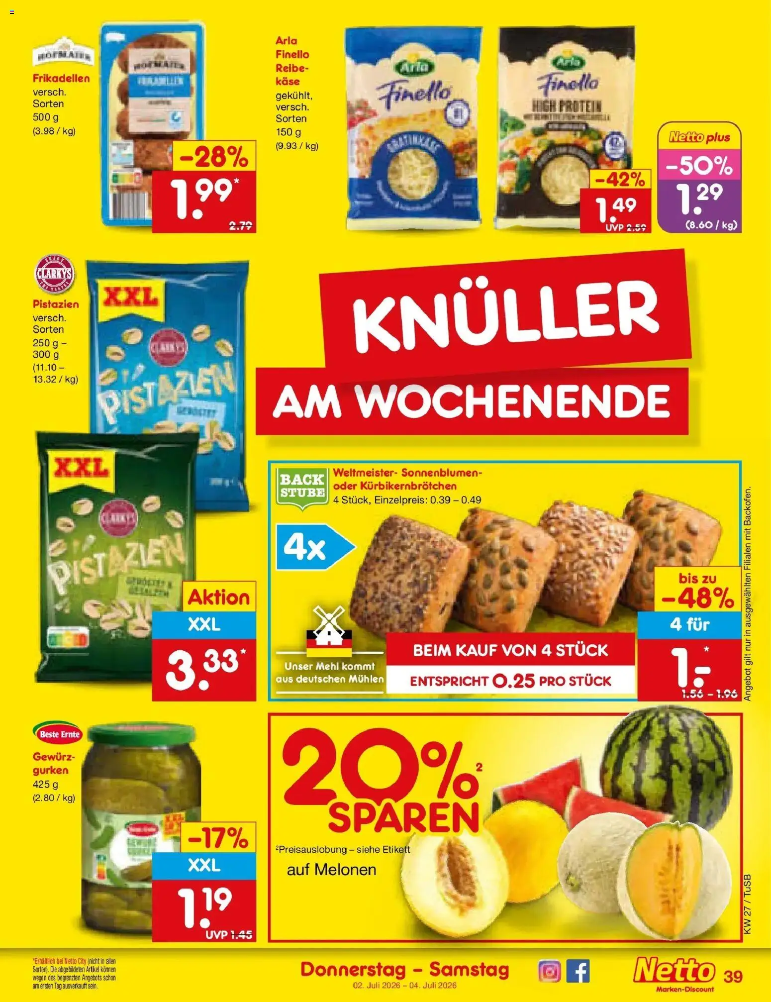 Netto Marken-Discount Prospekt Lahr-Langenwinkel – gültig ab 29.06.2026 | Seite: 57 | Produkte: Mehl, Käse, Pistazien, Gurken