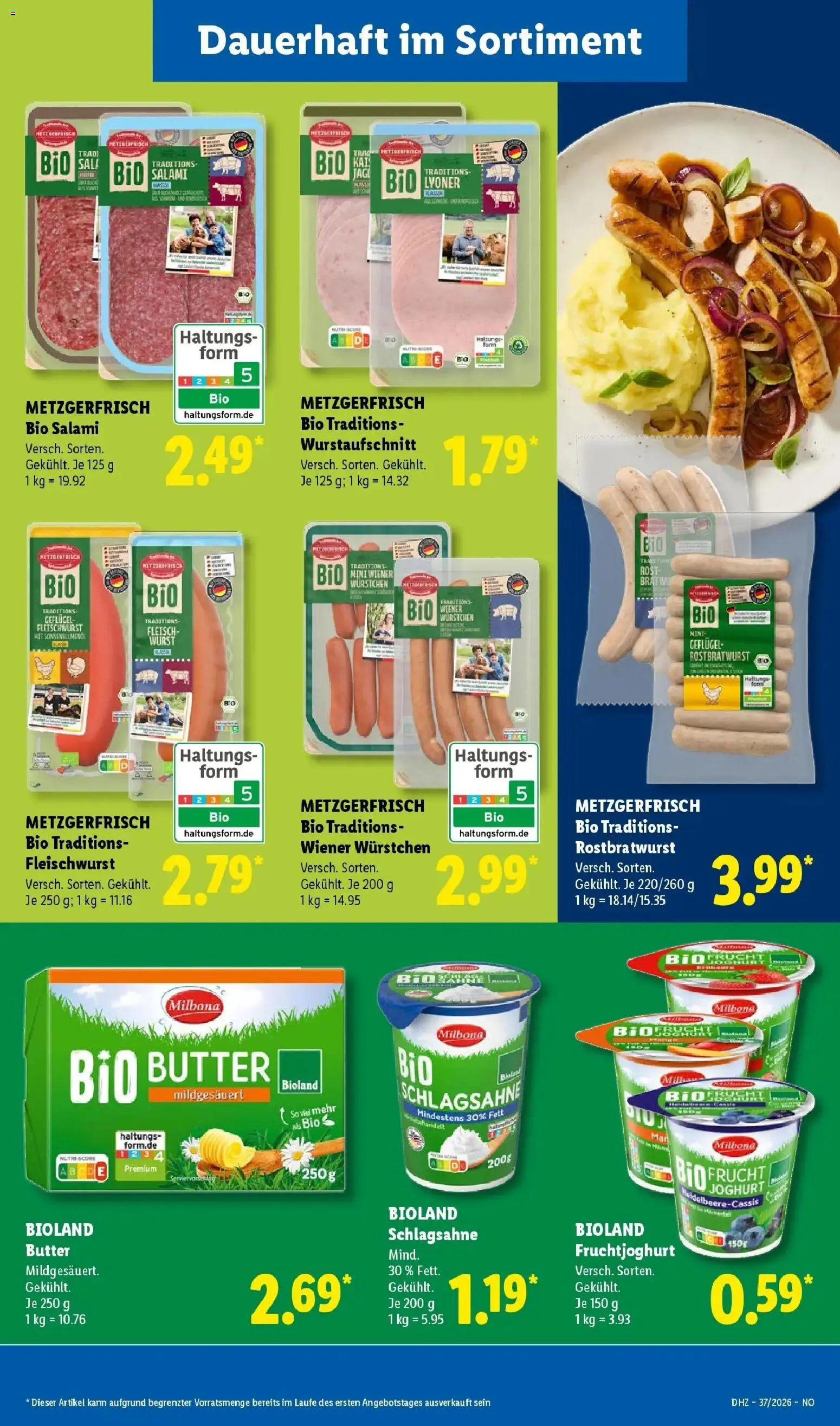 Lidl Prospekt Braunschweig (ab 07.09.2026) zum Blättern » Angebote | Seite: 23 | Produkte: Schlagsahne, Joghurt, Bratwurst, Salami