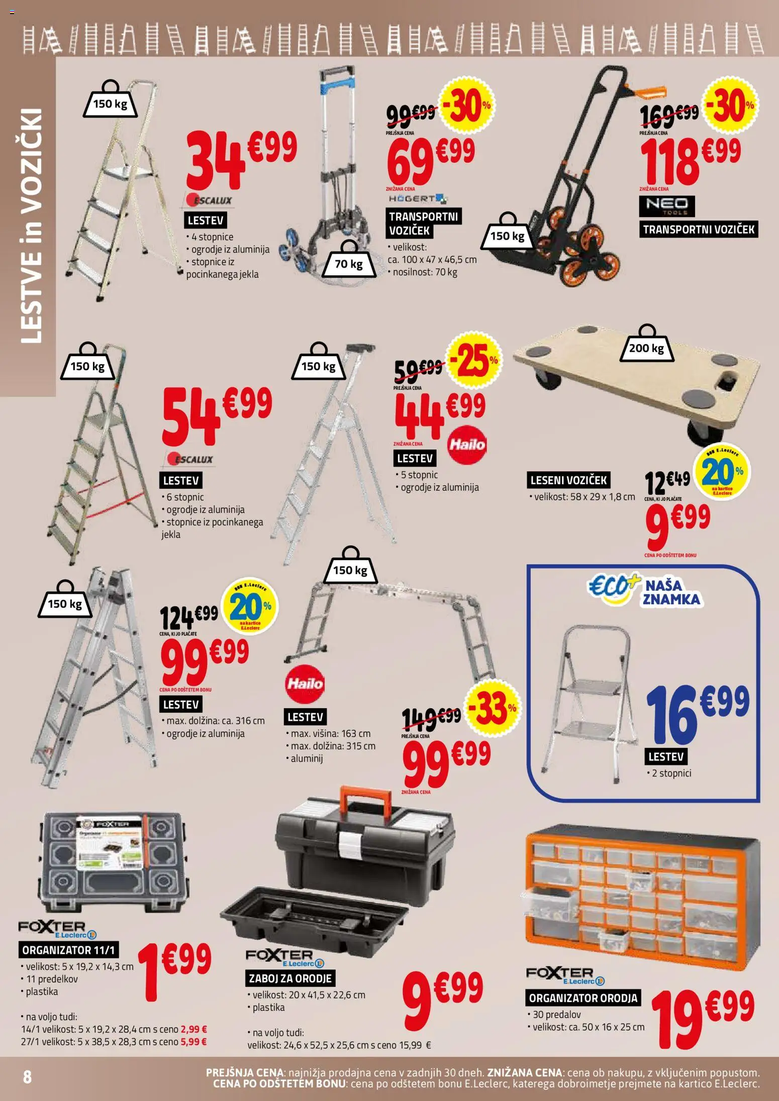 Novi E.leclerc katalog ponudbe – veljaven od 02.09.2026 | Stran: 8 | Izdelki: Orodje, Zaboj, Transportni voziček, Voziček