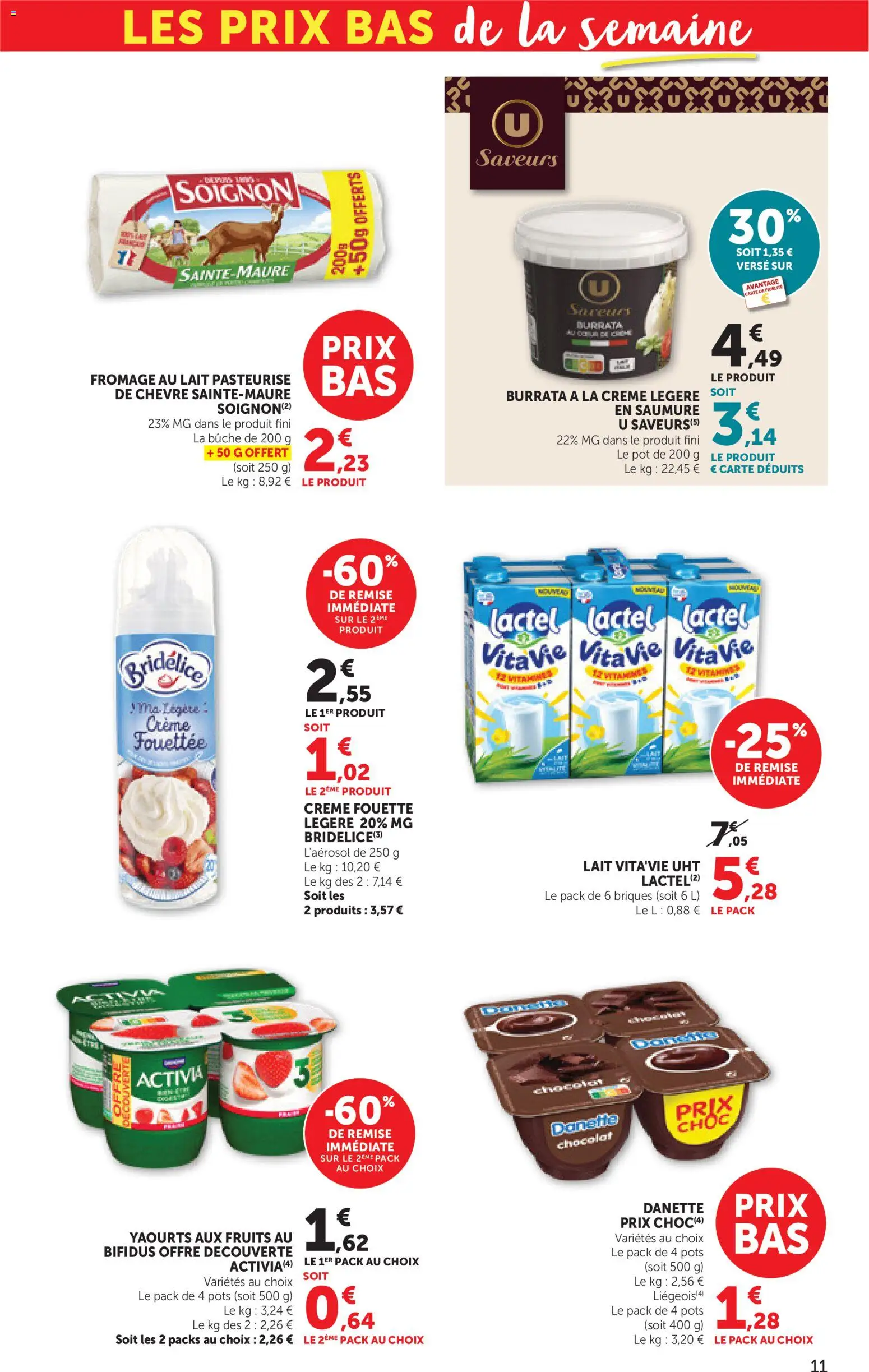 {H1} | Page: 11 | Produits: Yaourts, Lait, Fromage, Chocolat