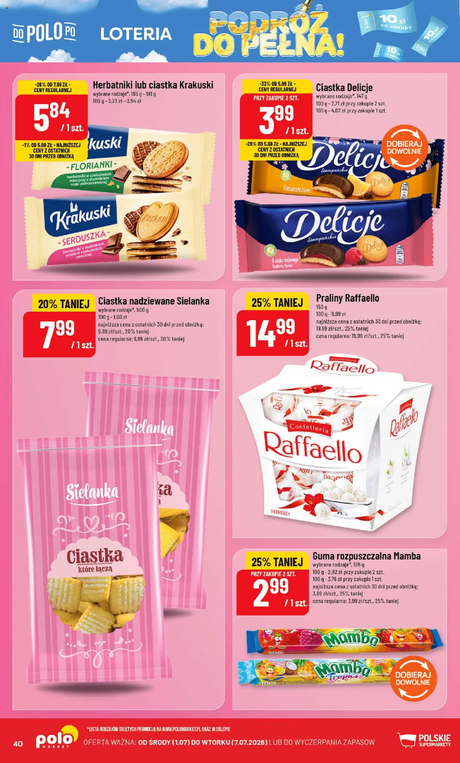 POLOmarket gazetka od 01.07.2026 | Strona: 40 | Produkty: Praliny, Herbatniki, Ciastka