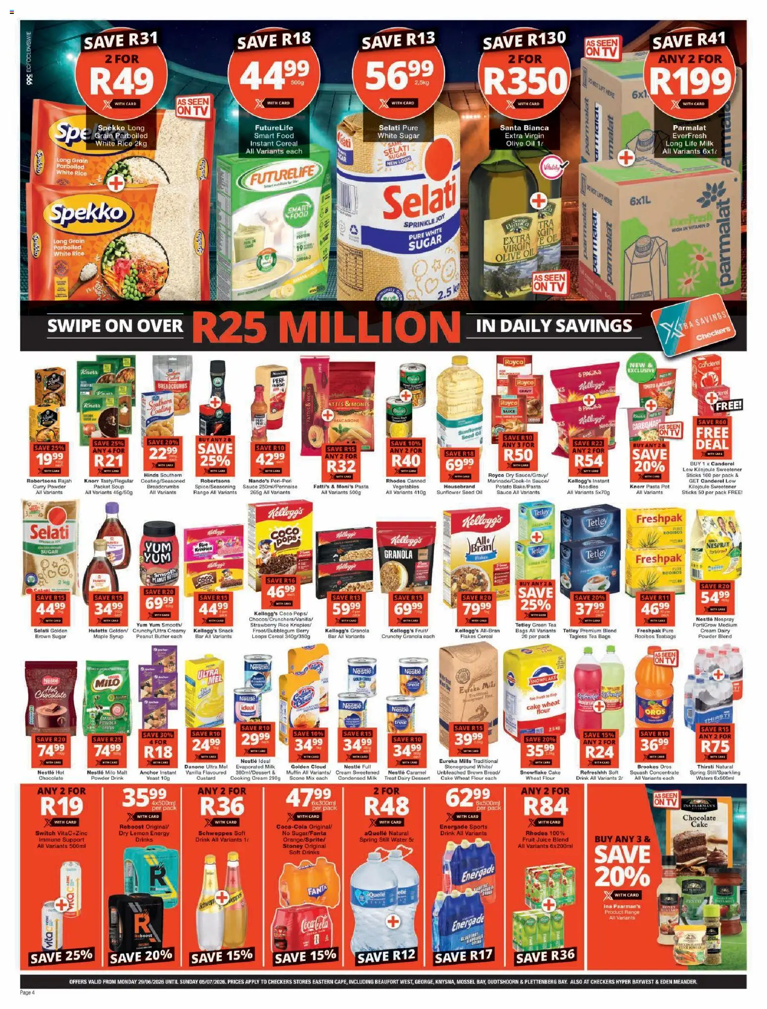 New Checkers catalogue – valid from 29/06/2026 | Page: 4 | Products: Anillos, Butter, Switch, Noodles