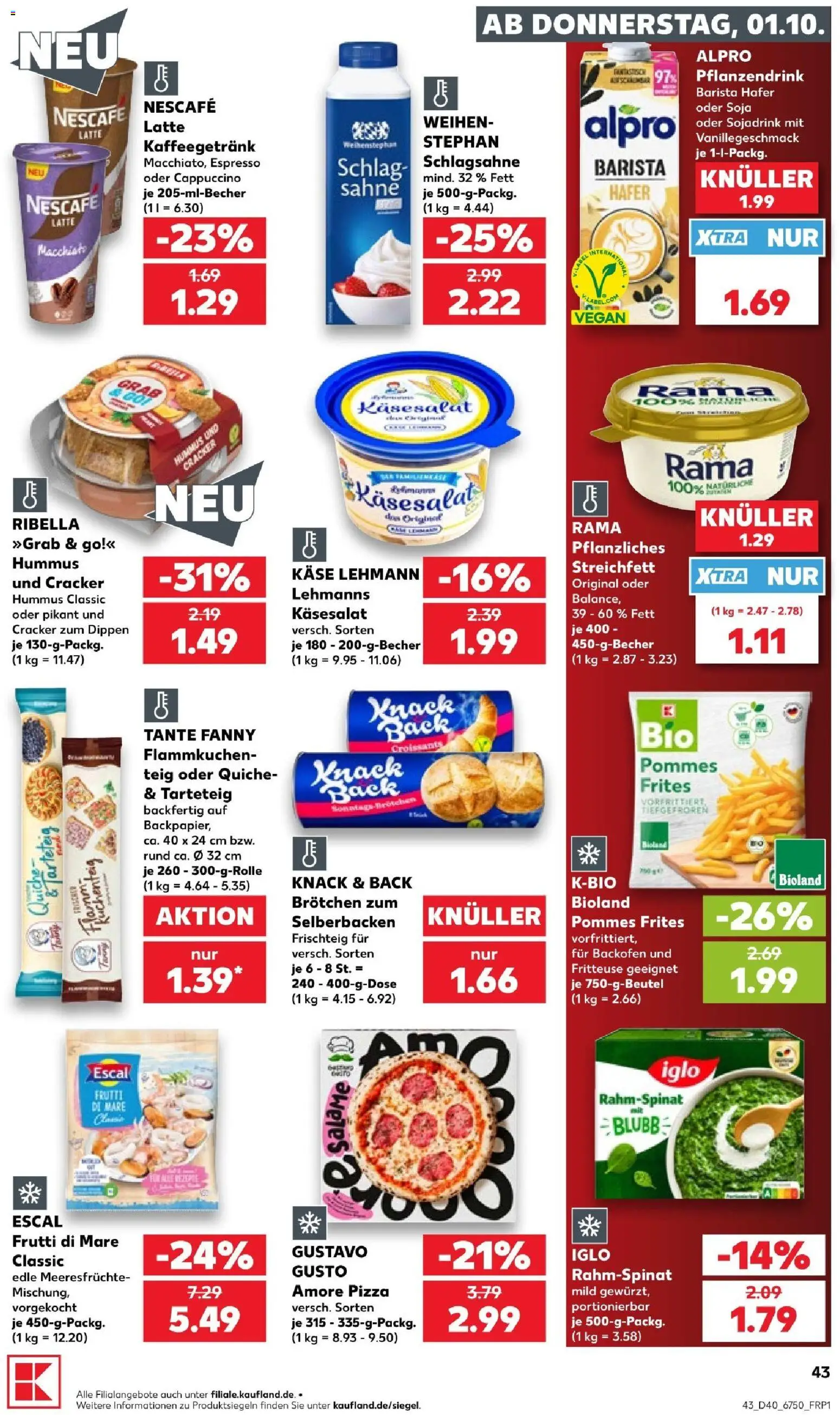 Kaufland Prospekt Potsdam – gültig ab 01.10.2026 | Seite: 47 | Produkte: Rama, Schlagsahne, Alpro, Meeresfrüchte