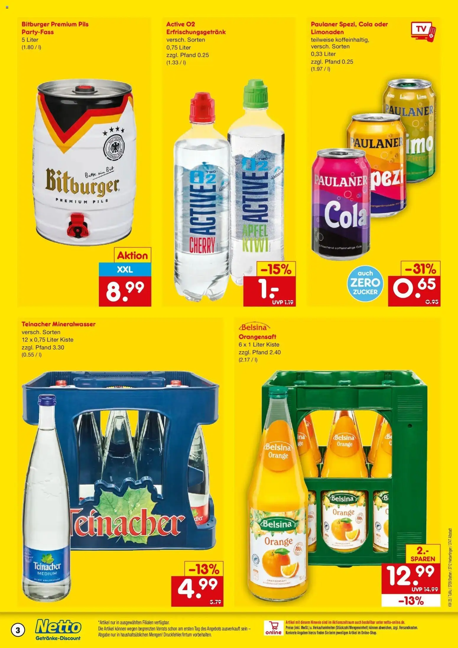 Netto Marken-Discount Prospekt Albstadt-Onstmettingen – gültig ab 01.06.2026 | Seite: 3 | Produkte: Bitburger, Cola, Pils, Paulaner
