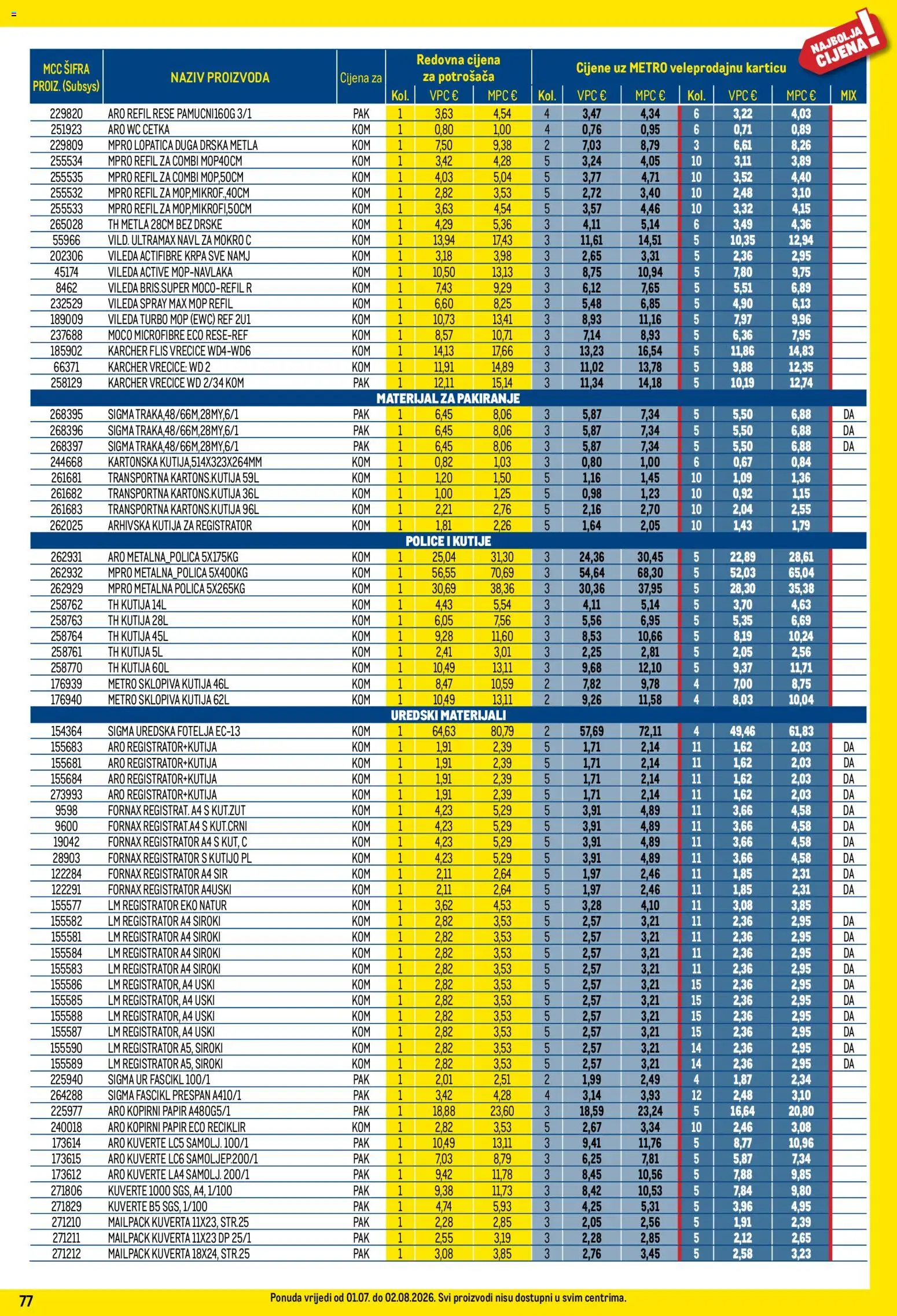 Metro katalog | vrijedi od 01.07.2026 | Stranica: 77 | Proizvodi: Kutija, Metla, Kärcher, Vileda