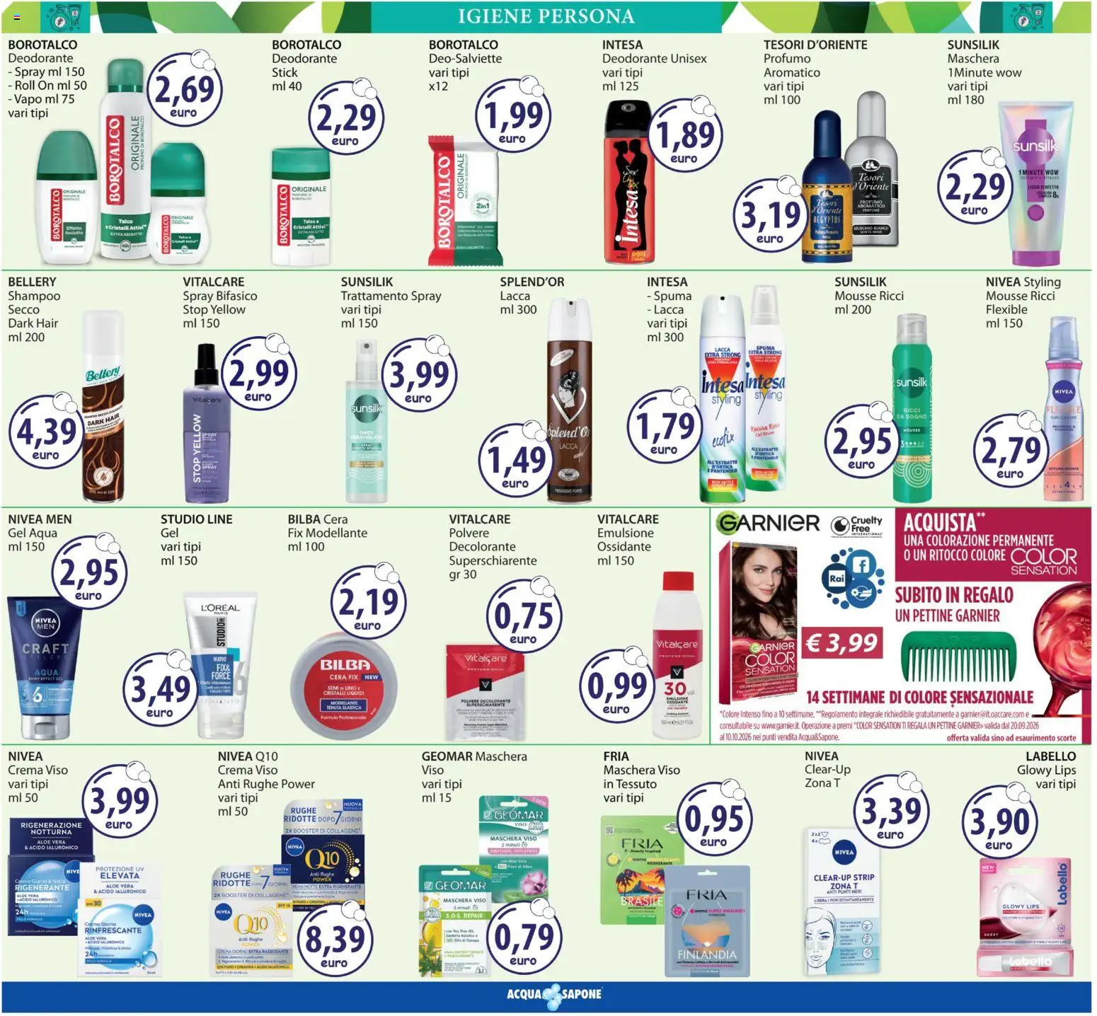 Volantino Acqua e Sapone del 24/09/2026 | Pagina: 7 | Prodotti: Shampoo, Crema, Lacca, Profumo