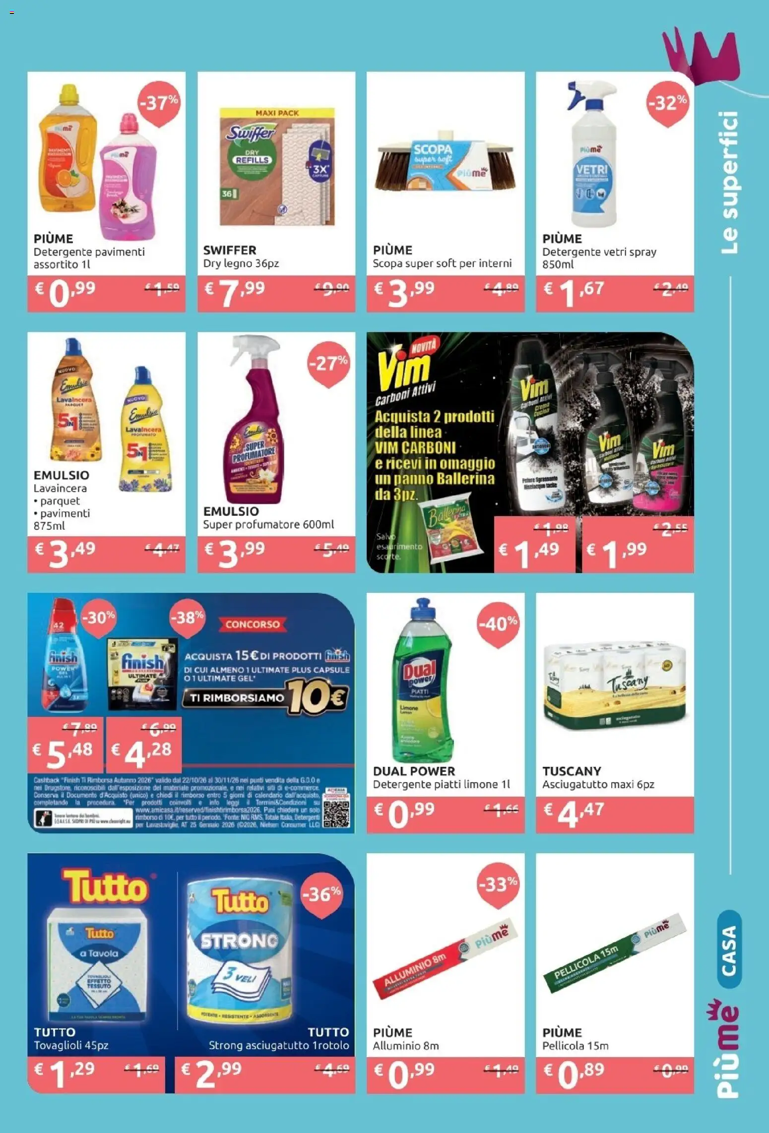 Volantino PiùMe del 26/10/2026 | Pagina: 22 | Prodotti: Crema, Detergente, Piatti, Alluminio