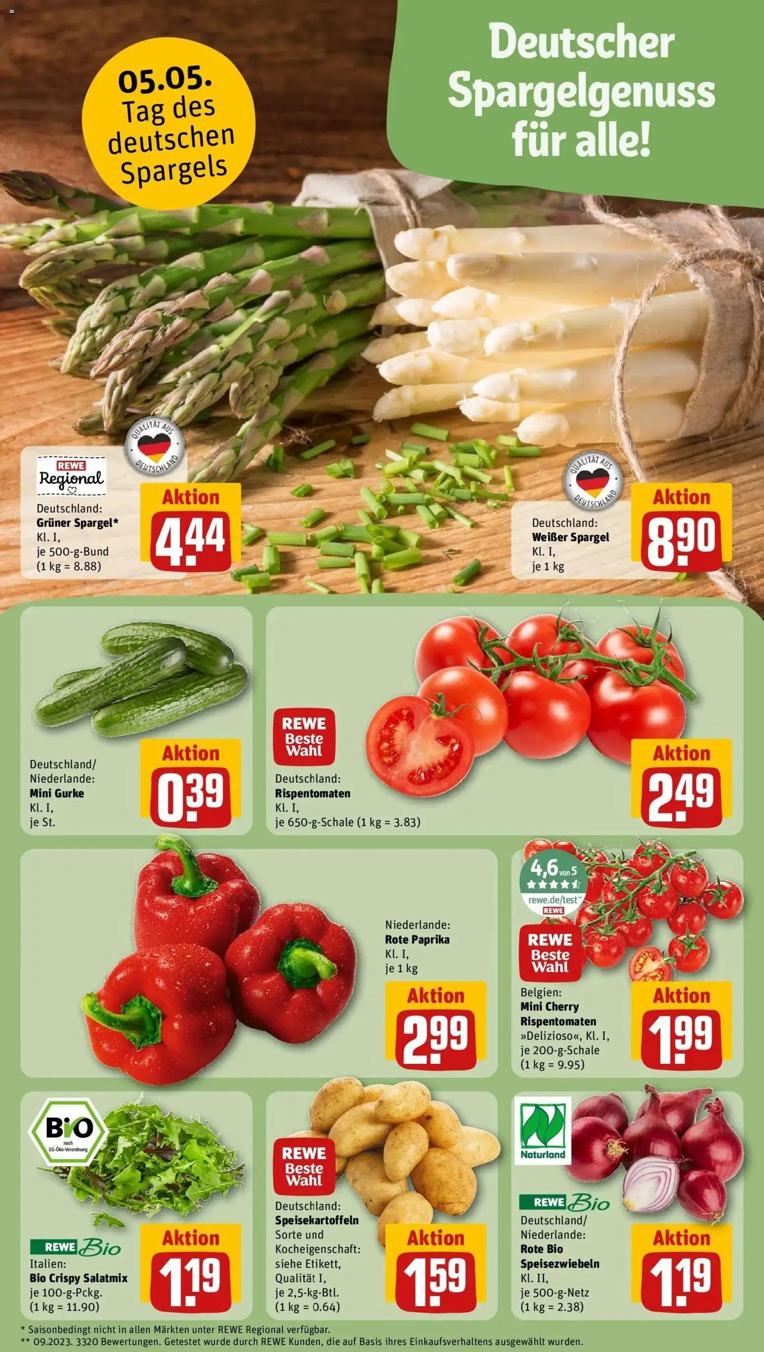 REWE Prospekt ab 04.05.2026 zum Blättern » Angebote | Seite: 11 | Produkte: Spargel, Paprika
