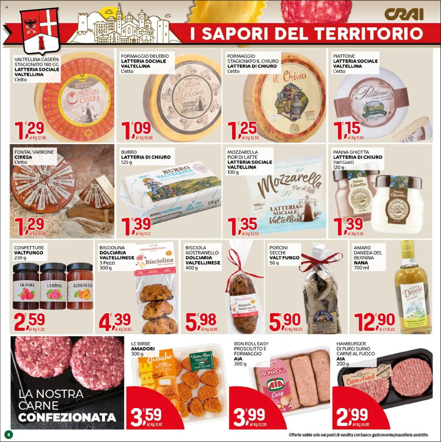 Volantino CRAI del 30.04.2026 | Pagina: 4 | Prodotti: Suino, Formaggio, Albicocche, Presa