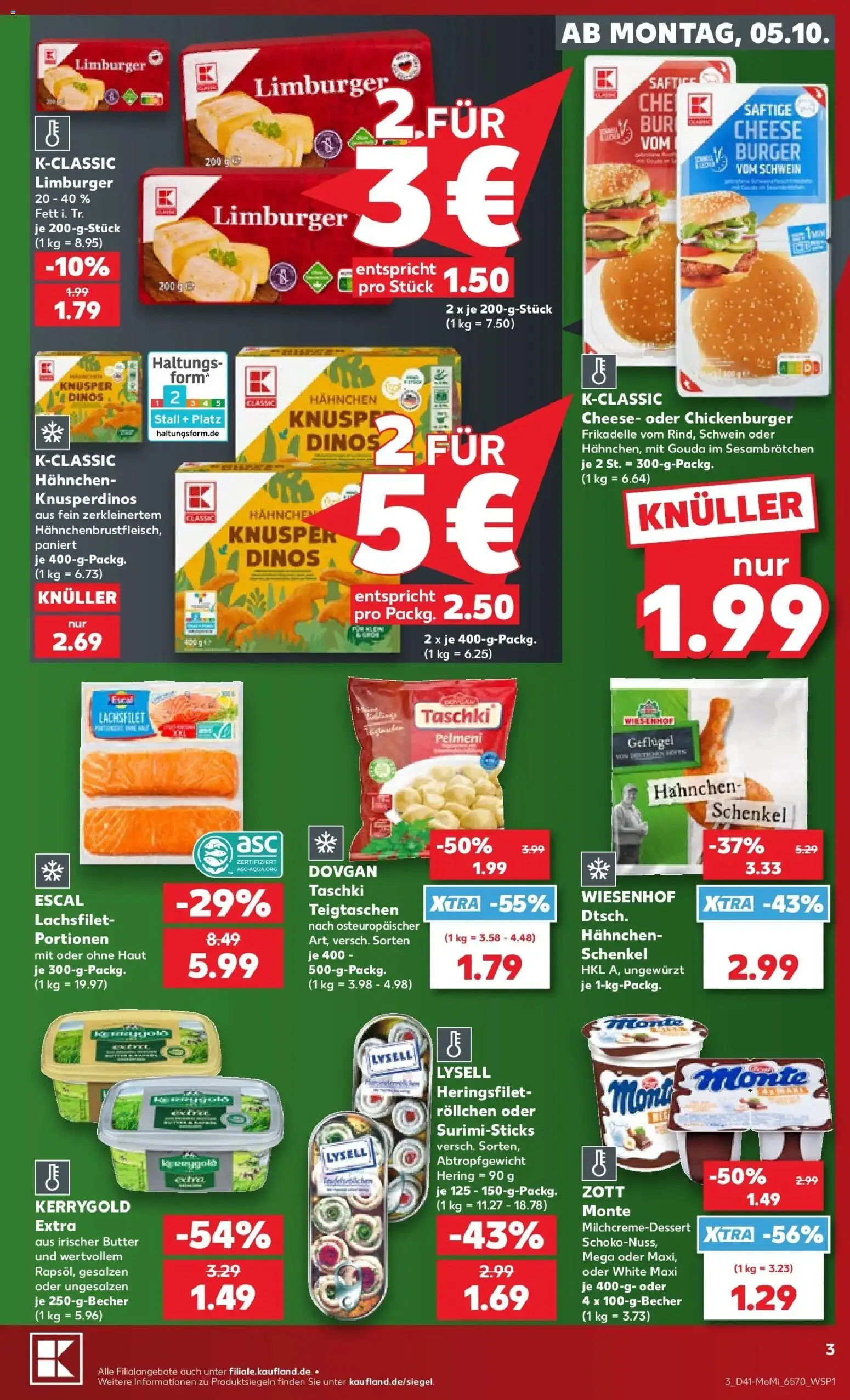 Prospekt Kaufland ab 05.10.2026 » Angebote Online zum Blättern | Seite: 3 | Produkte: Hahnchen, Butter, Gouda, Burger