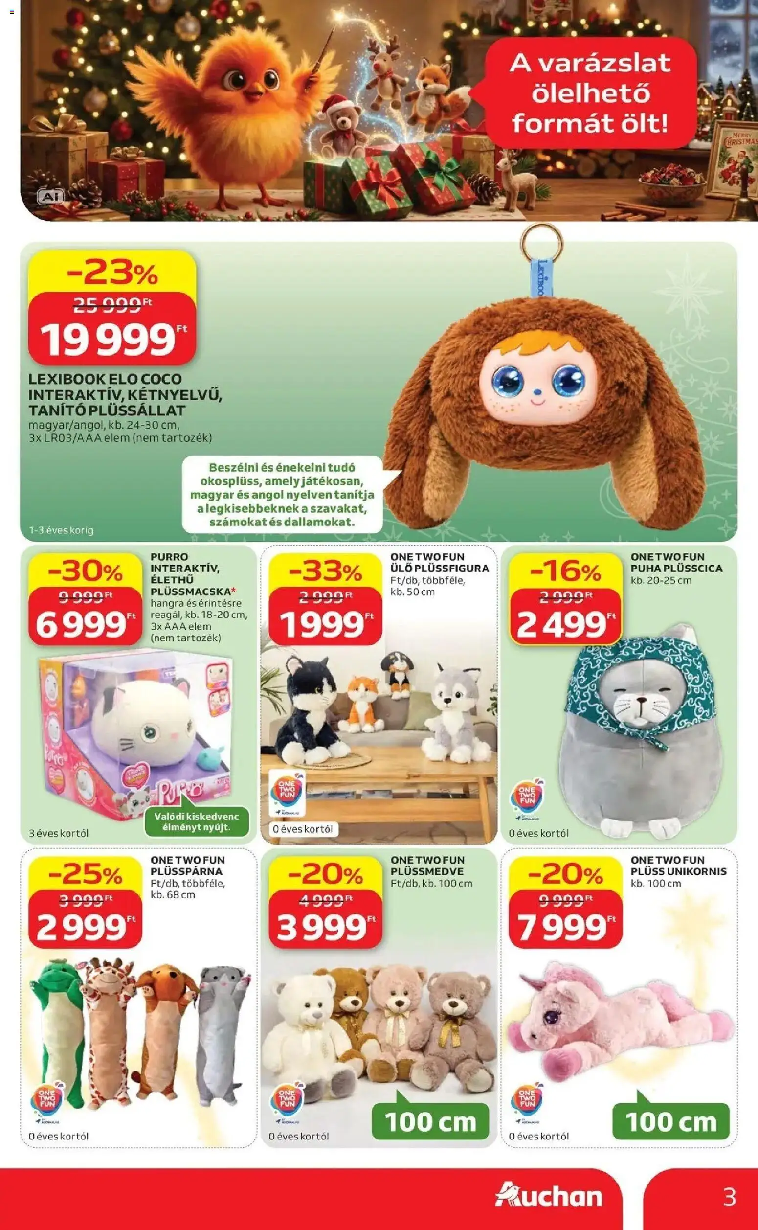 Auchan Karácsonyi ajánlataink Kecskemét - 2026.10.22. -tól/töl > akció, lapozható szórólap 🛍️ | Oldal: 3 | Termékek: Plüss, Elem