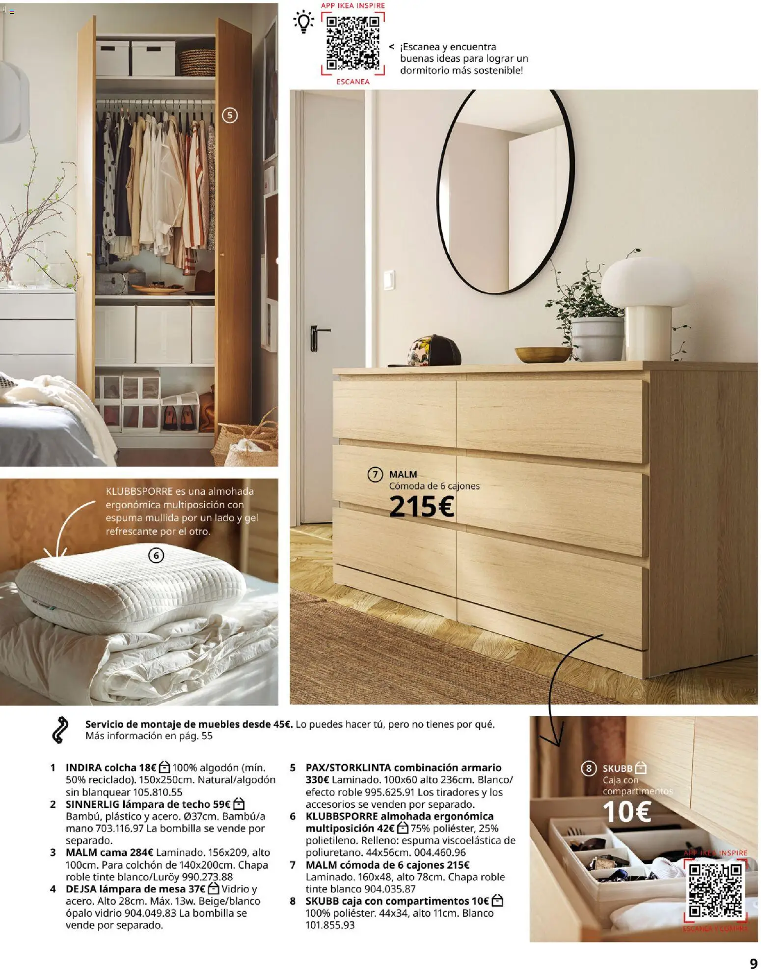 Catálogo IKEA Dormitorios │ válido desde el 01/02/2026 | Página: 9 | Productos: Lámpara de techo, Colcha, Mesa, Armario