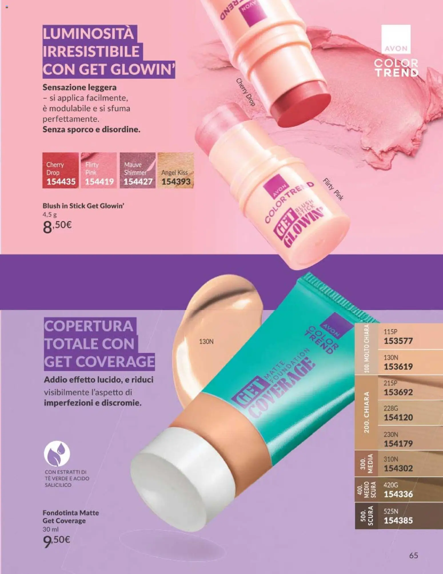 Volantino Avon del 01/08/2026 | Pagina: 65 | Prodotti: Fondotinta, Tè, Tè verde, Blush