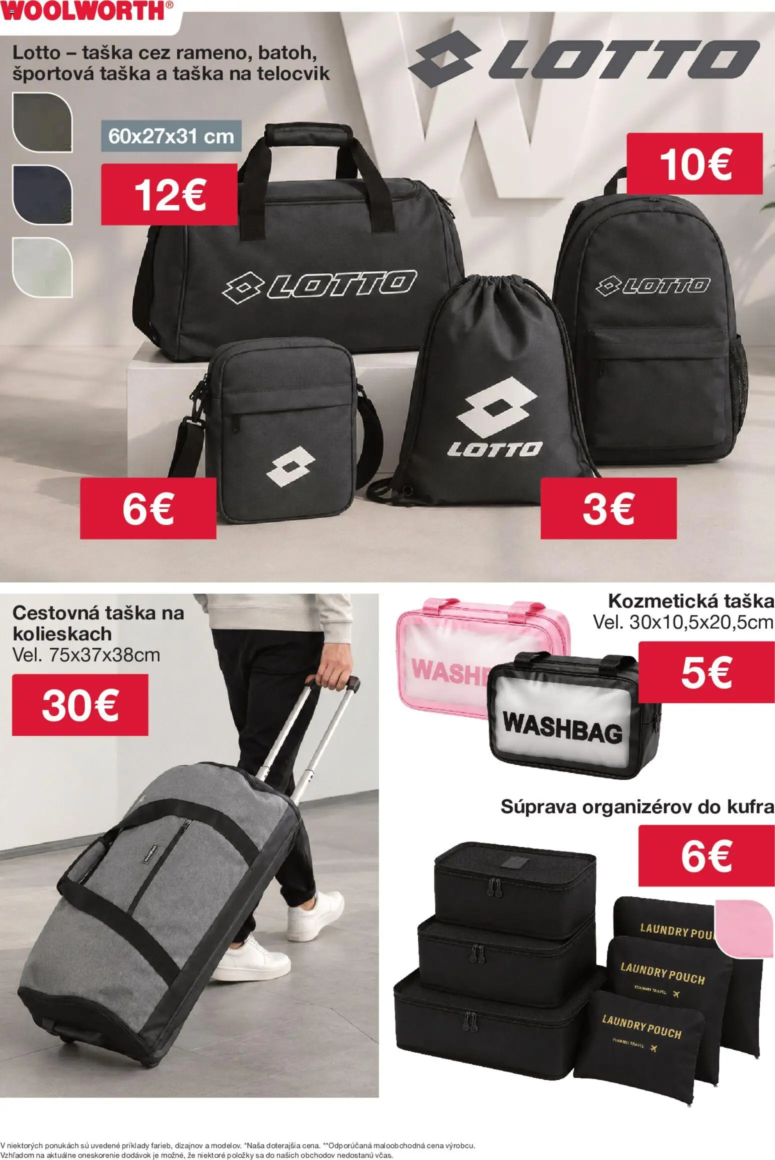 Nové Woolworth akcie – leták je platný od 03.07.2026 | Strana: 17 | Produkty: Cestovná taška, Taška