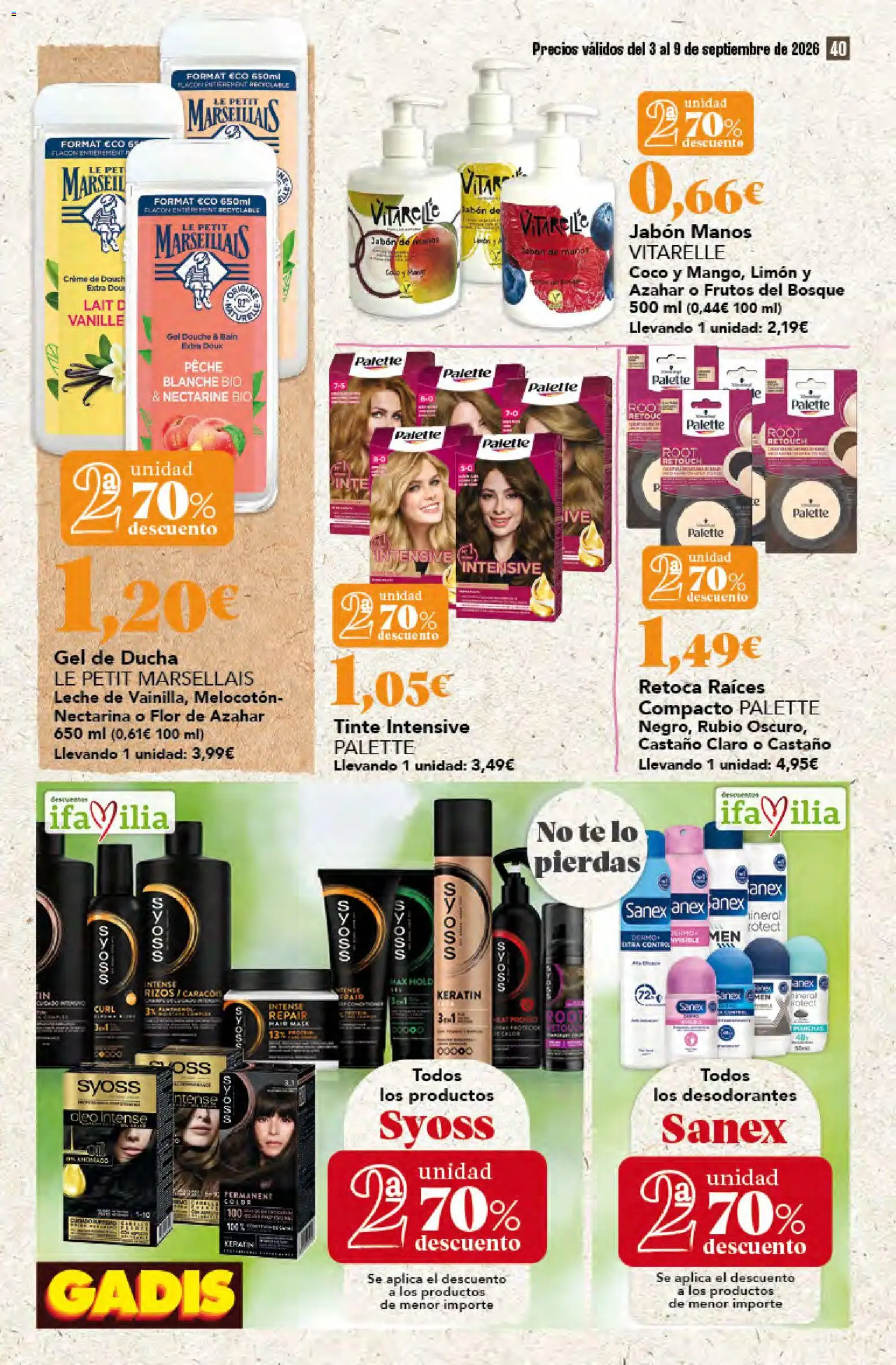 Gadis folleto │ válido desde el 03/09/2026 | Página: 40 | Productos: Jabón, Coco, Té, Ducha