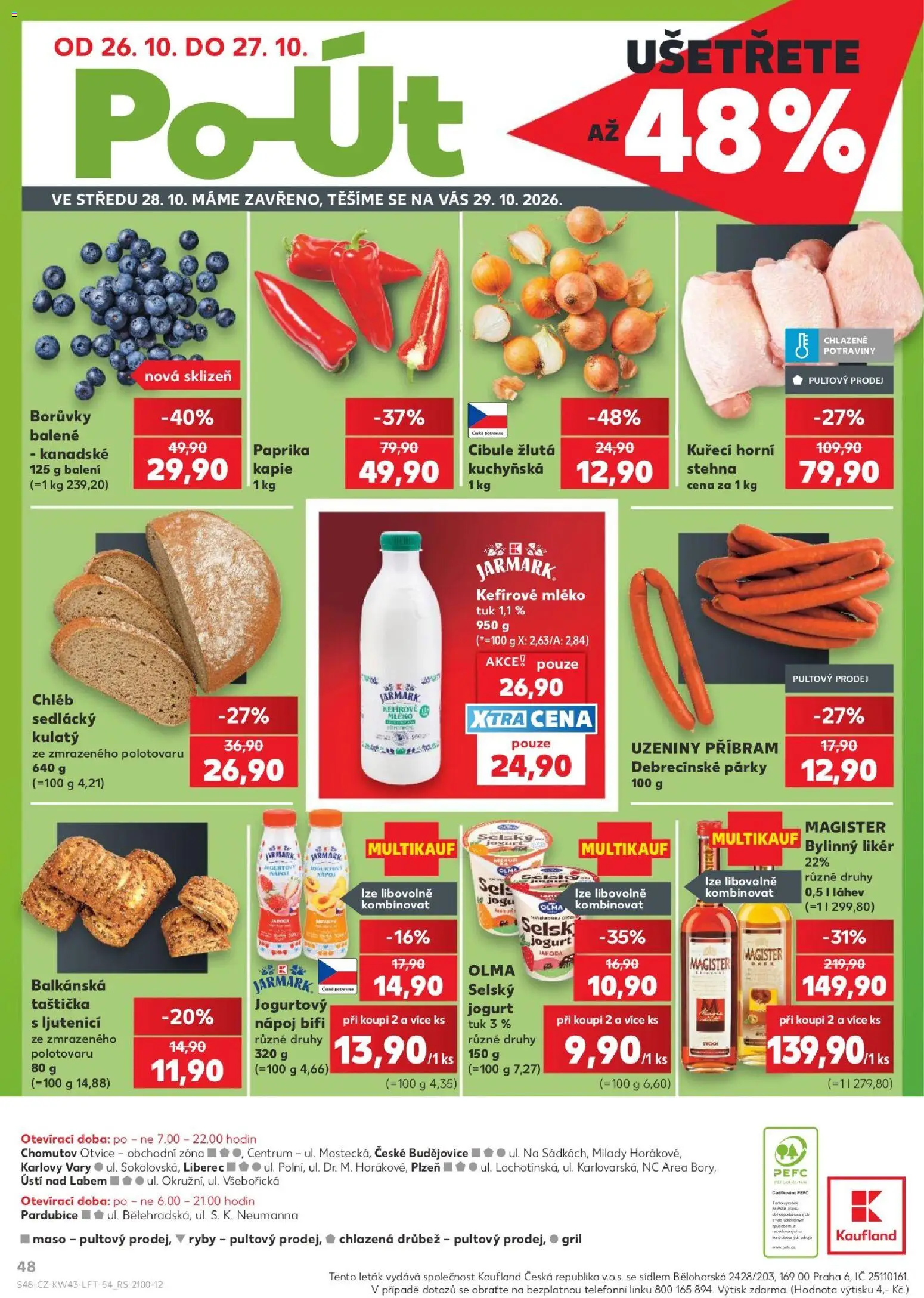 Kaufland leták - Plzeň od 21.10.2026 | Strana: 48 | Produkty: Jogurt, Párky, Gril, Potraviny