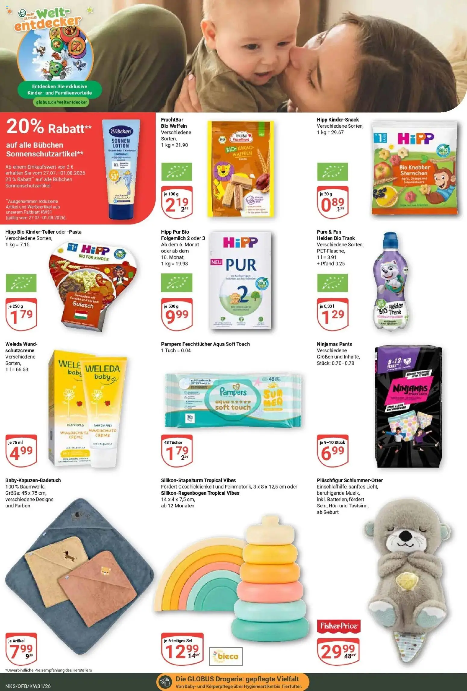 Globus Prospekt Neunkirchen – gültig ab 27.07.2026 | Seite: 21 | Produkte: Pampers, Creme, Waffeln, Pasta