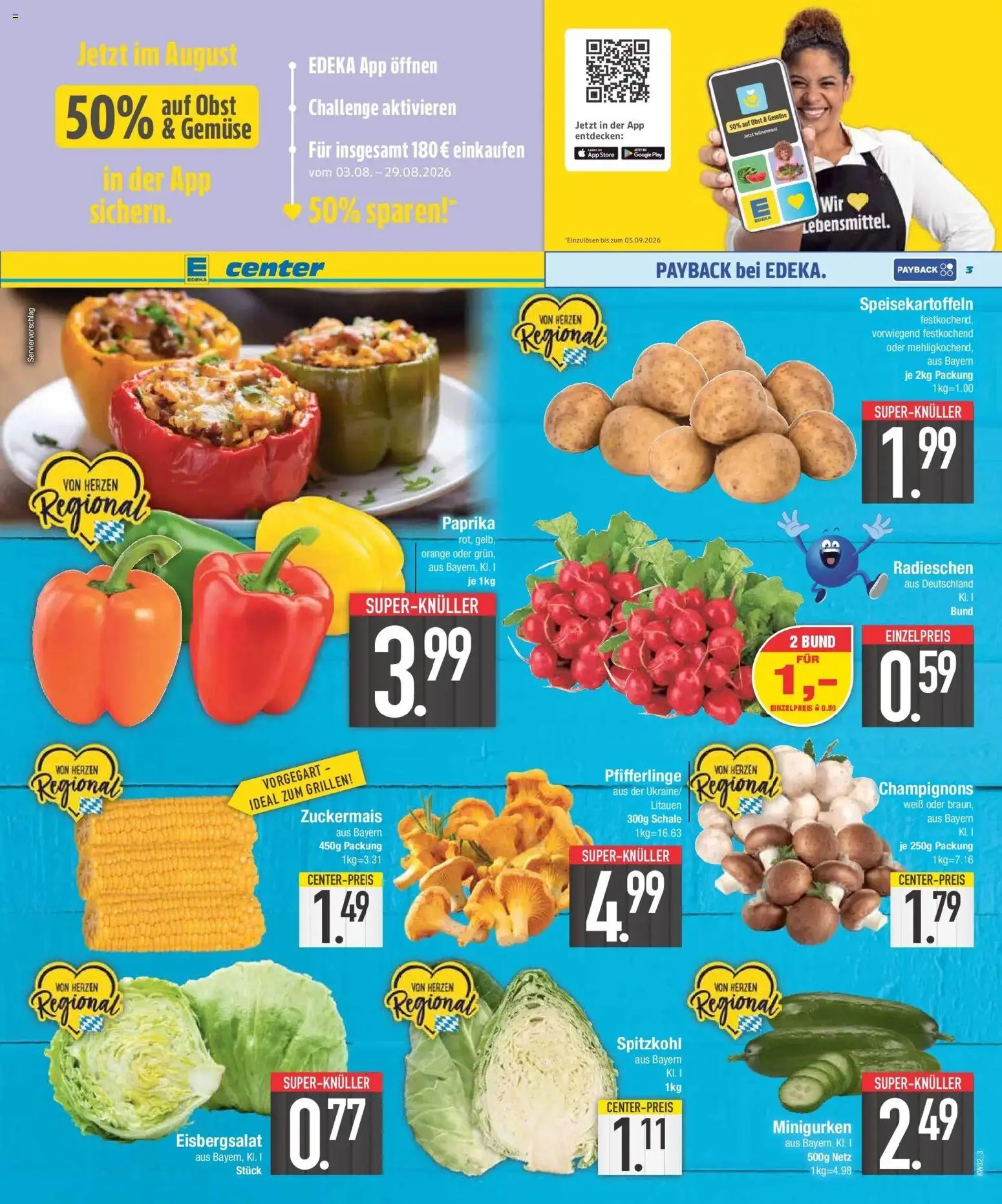 E center Prospekt Weißenburg | Seite: 3 | Produkte: Eisbergsalat, Gemüse, Obst, Pfifferlinge