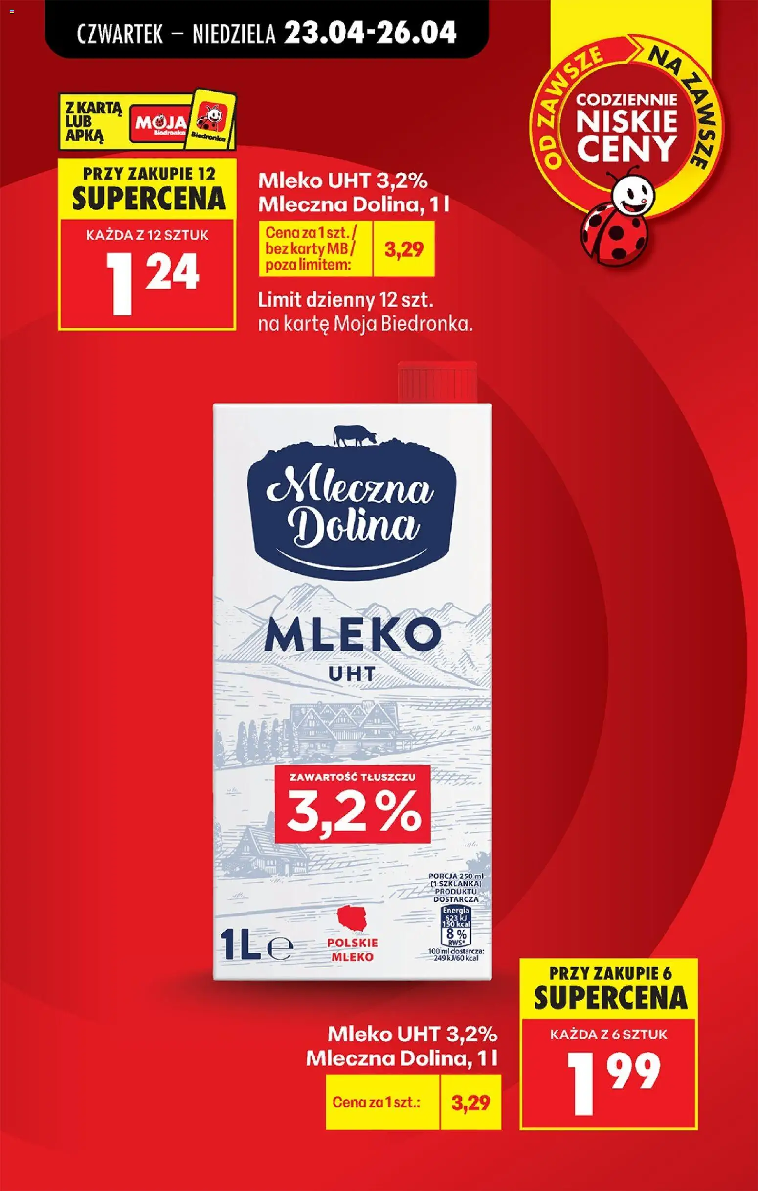 Biedronka gazetka od czwartku od 23.04.2026 | Strona: 12 | Produkty: Szklanka, Karta, Mleko