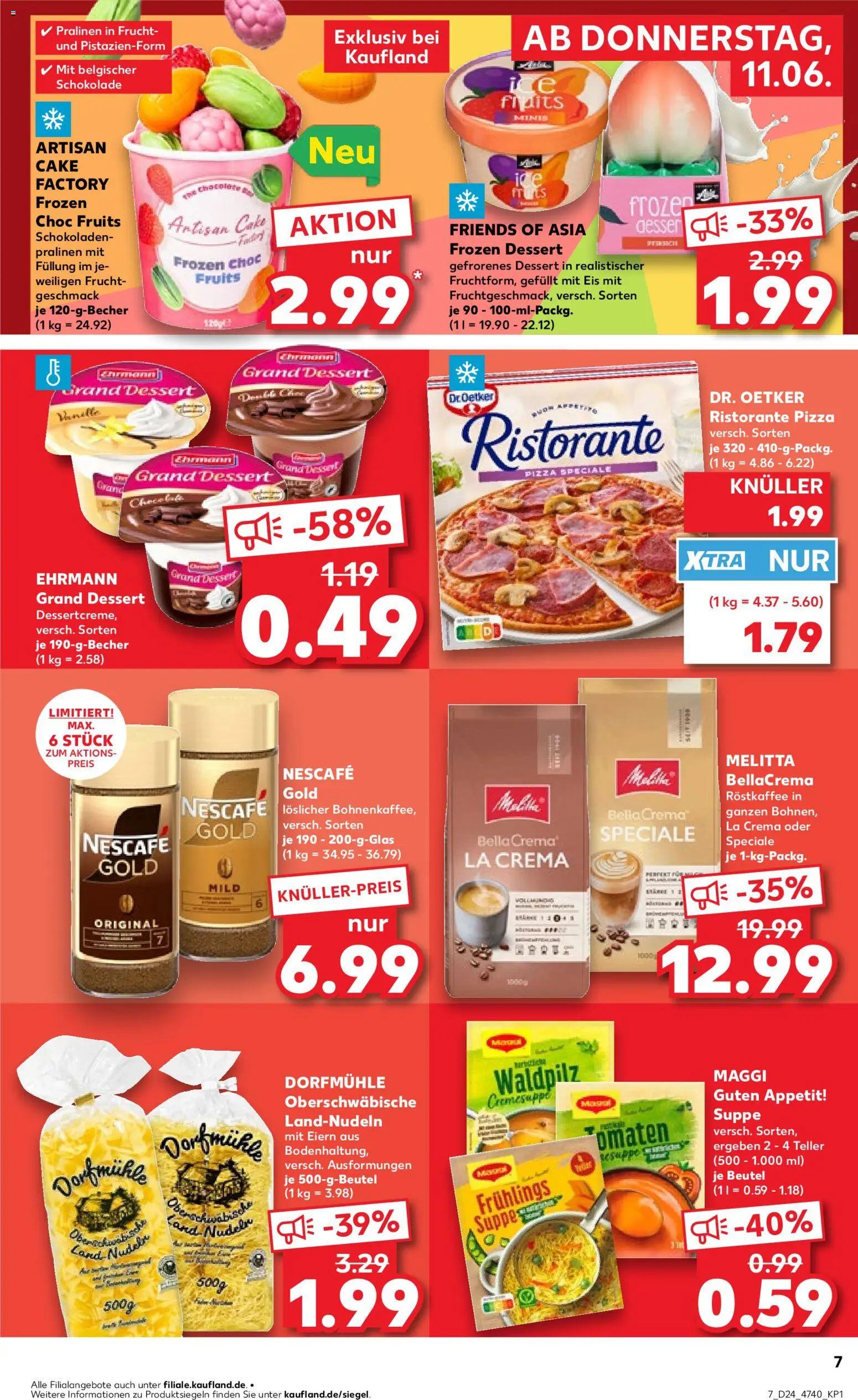 Kaufland Prospekt Hannover – gültig ab 11.06.2026 | Seite: 7 | Produkte: Melitta, Nescafe, Schokolade, Ehrmann grand dessert
