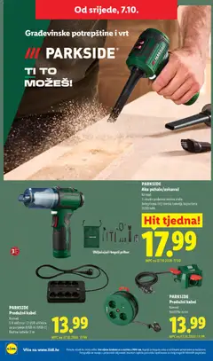 PARKSIDE Produžni kabel, Komad Različite vrste - Pregled kataloga iz trgovine Lidl, vrijedi od 05.10.2026 | Stranica: 40 | Proizvodi: Utičnica, Baterija, Kabel, Parkside