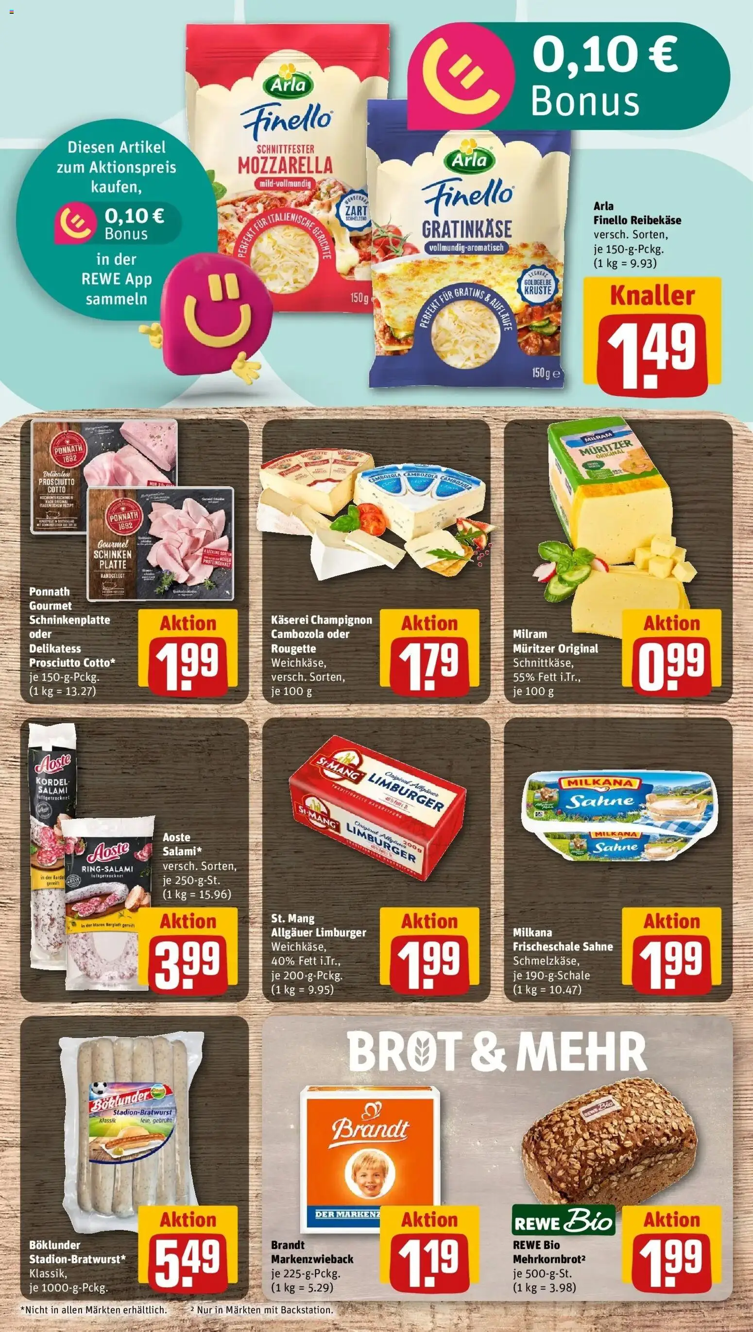 REWE Prospekt ab 28.09.2026 zum Blättern » Angebote | Seite: 17 | Produkte: Mozzarella, Brot, Schinken, Sahne