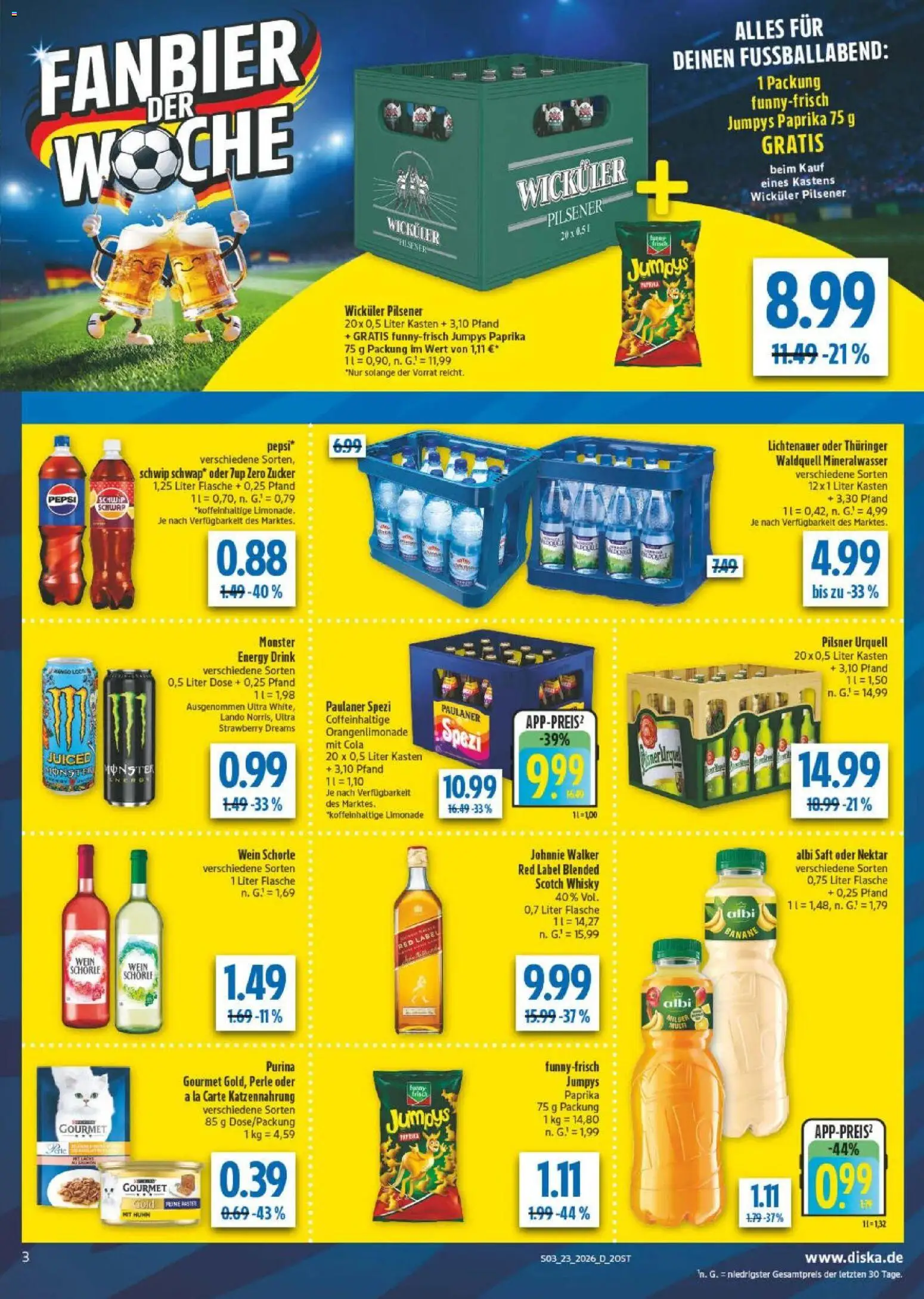 Diska Prospekt – gültig ab 01.06.2026 | Seite: 7 | Produkte: Monster, Paprika, Zucker, Johnnie walker