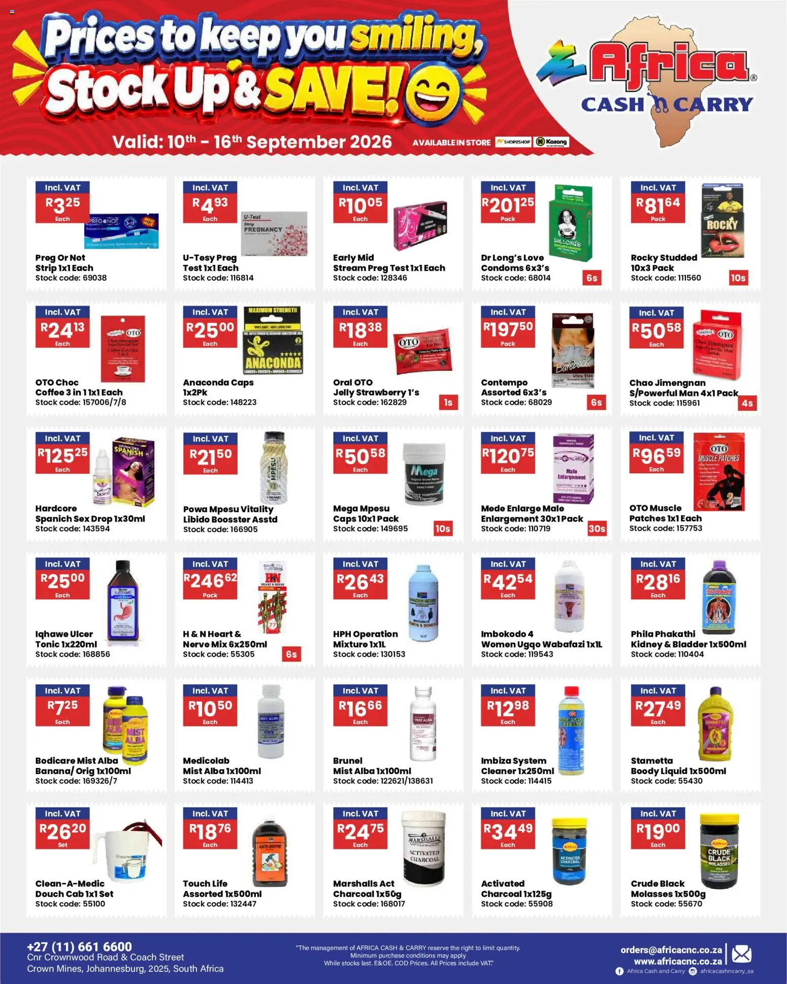 New Africa Cash & Carry catalogue – valid from 10/09/2026 | Page: 20 | Products: Tonic, Coffee, Stock, Caramel