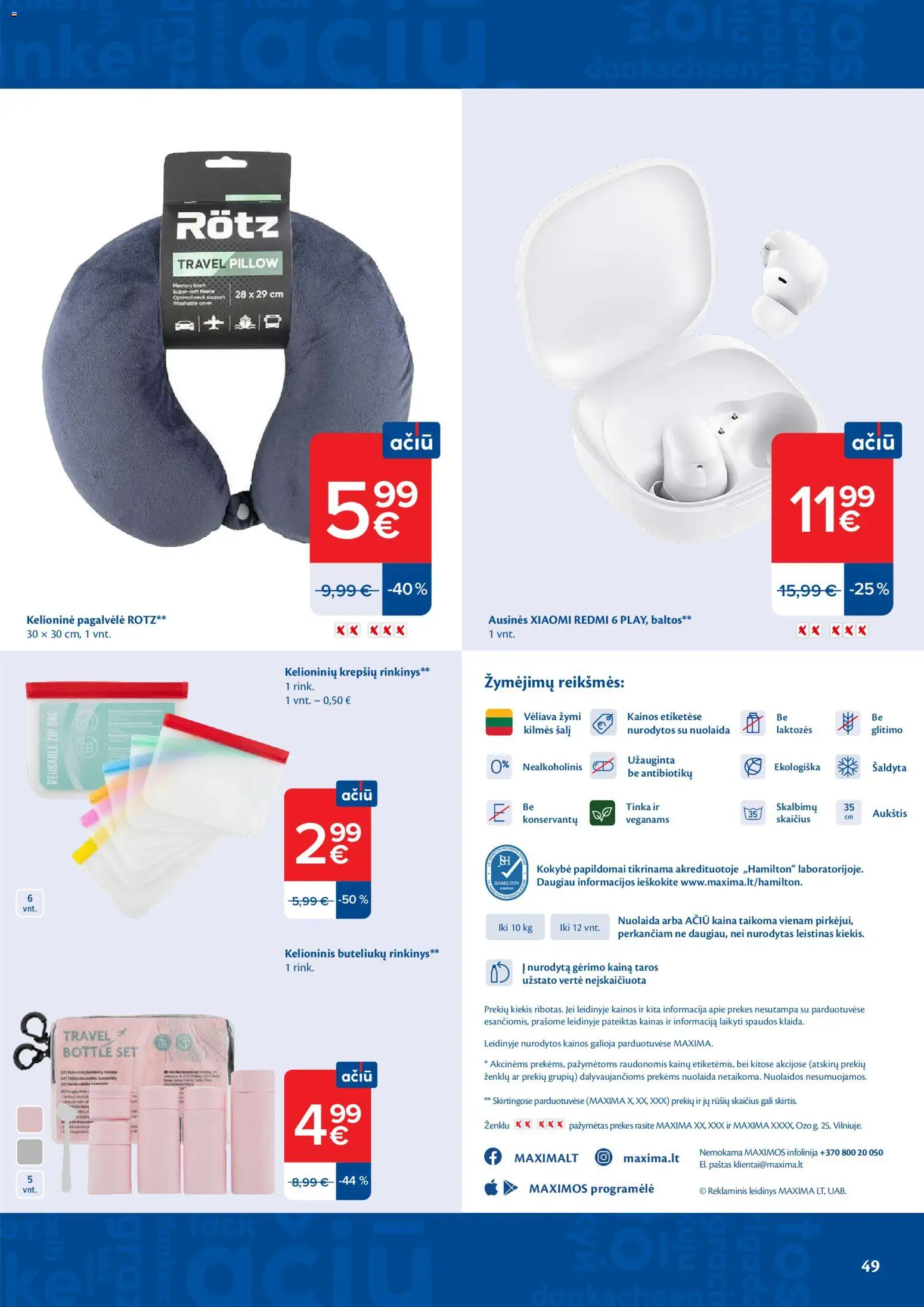 MAXIMA akcijos nuo 2026.06.30 | Puslapis: 49 | Prekių: Pagalvėlė, Ausinės