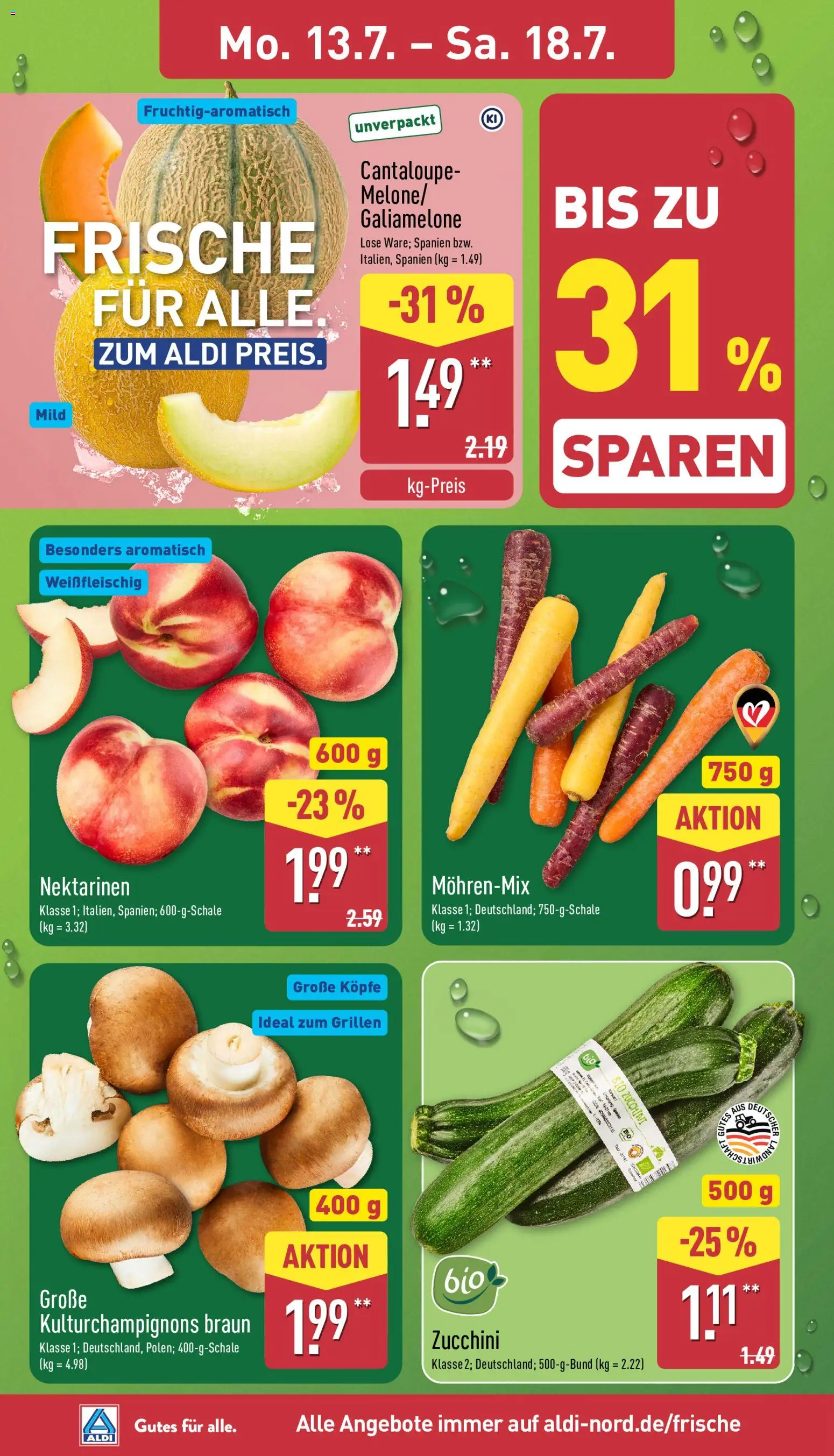 Aldi Prospekt – gültig ab 13.07.2026 | Seite: 2 | Produkte: Nektarinen, Zucchini