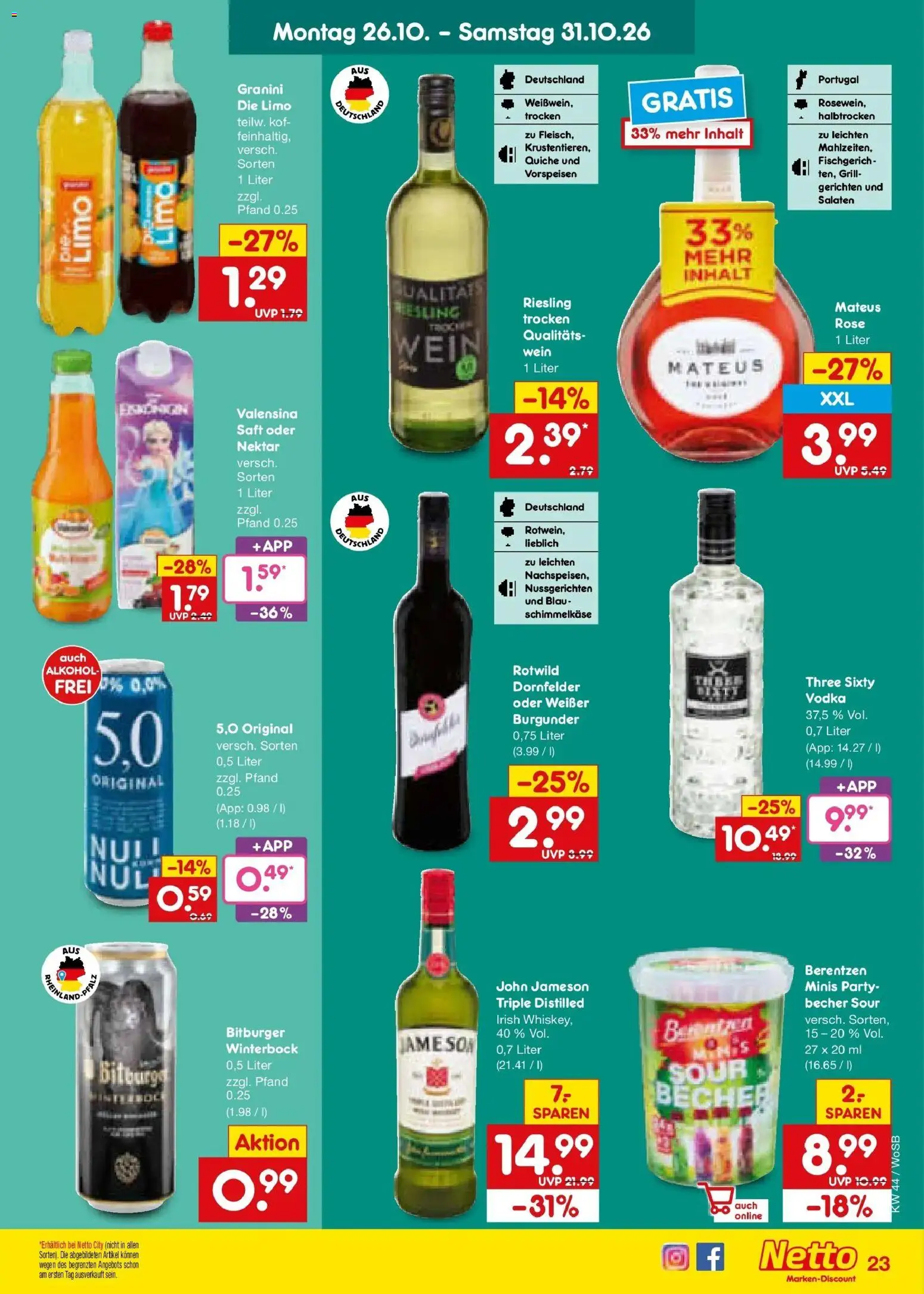 Netto Marken-Discount Prospekt Ludwigshafen-Edigheim – gültig ab 26.10.2026 | Seite: 31 | Produkte: Bitburger, Alkohol, Wein, Vodka