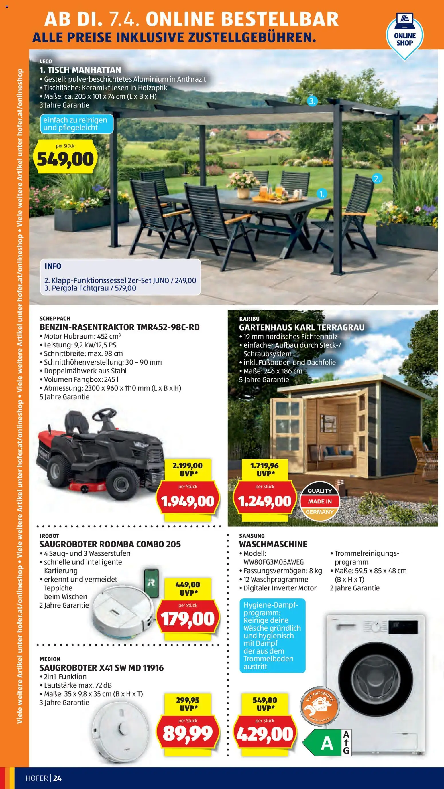 Hofer Flugblatt gültig ab 01.04.2026 | Seite: 28 | Produkte: Waschmaschine, Tisch, Samsung