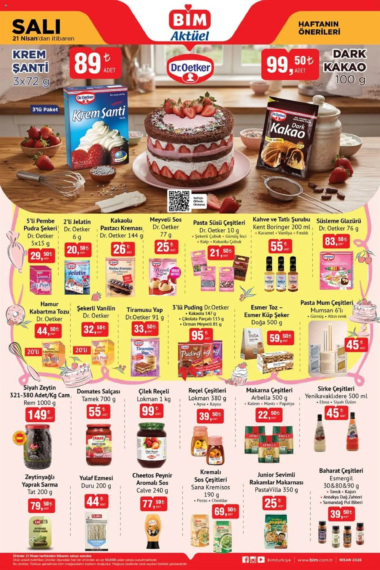 BİM Katalog - 21.04.2026 tarihinden itibaren geçerlidir | Sayfa: 3 | Ürünler: Krem, Peynir, Şeker, Baharat