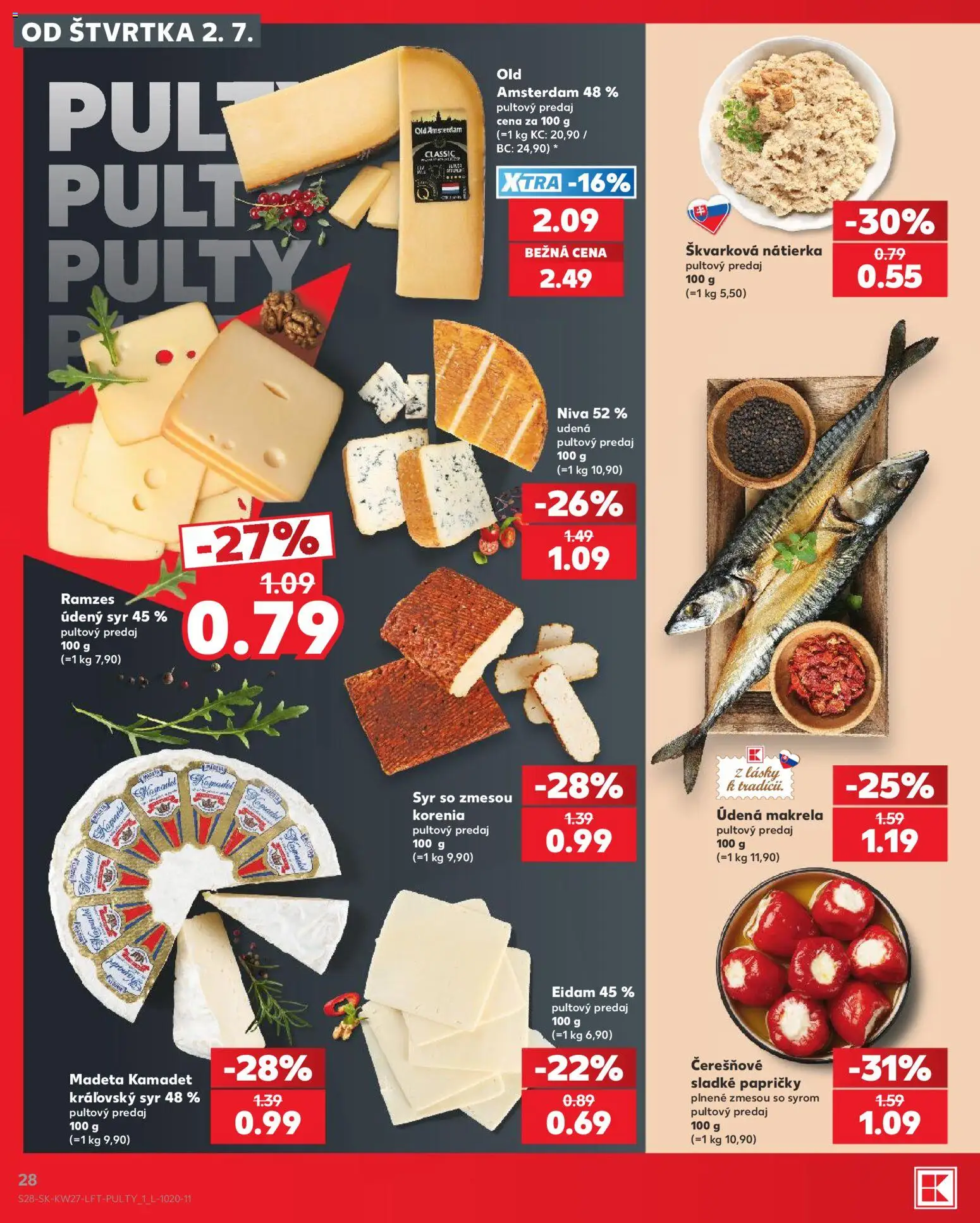 Nové Kaufland akcie – leták je platný od 02.07.2026 | Strana: 28 | Produkty: Syr, Eidam