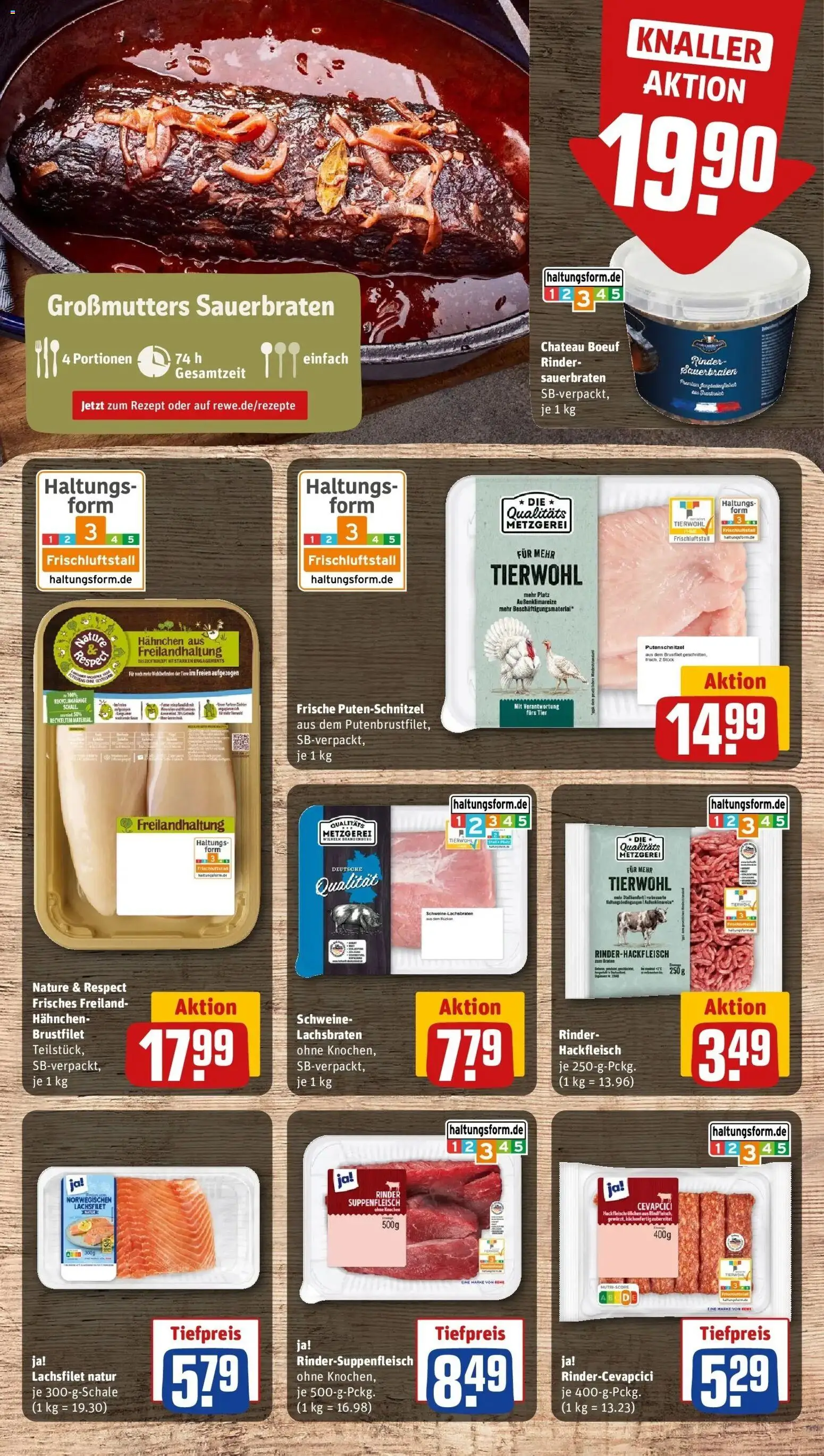 REWE Prospekt ab 19.10.2026 zum Blättern » Angebote | Seite: 13 | Produkte: Met, Cevapcici, Putenschnitzel, Suppenfleisch