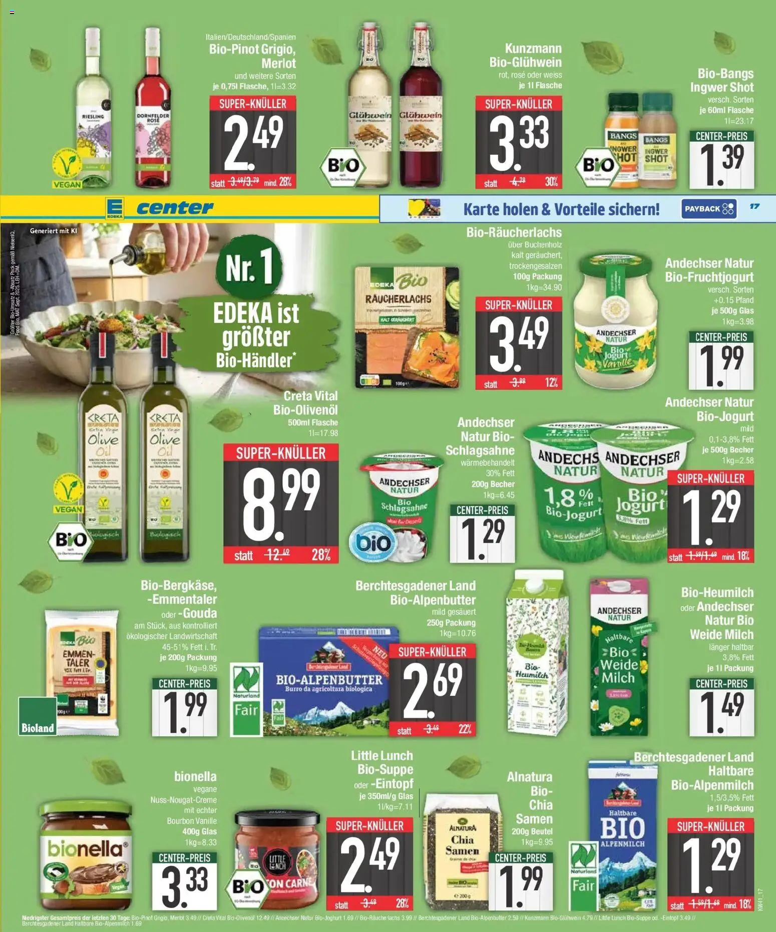 E center Prospekt Donauwörth (ab 05.10.2026) zum Blättern | Seite: 17 | Produkte: Milch, Merlot, Gouda, Räucherlachs
