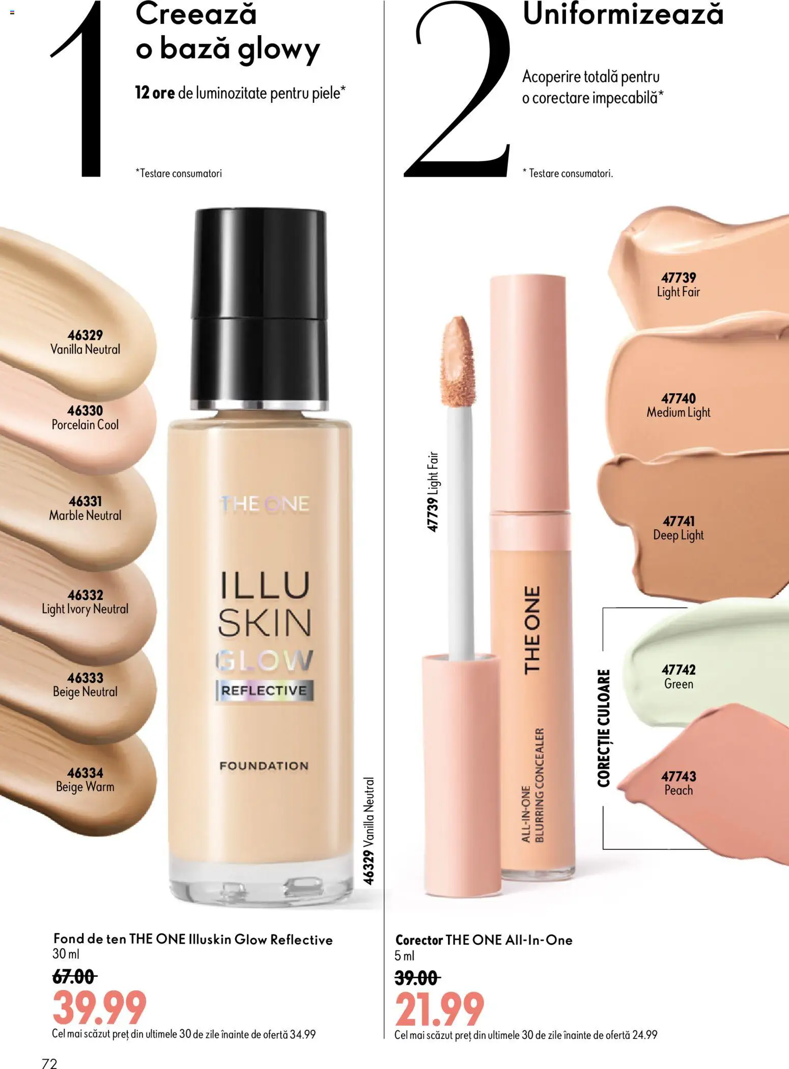 Noul catalog Oriflame – valabil de la 19.08.2026 | Pagină: 72 | Produse: Fond de ten, Concealer