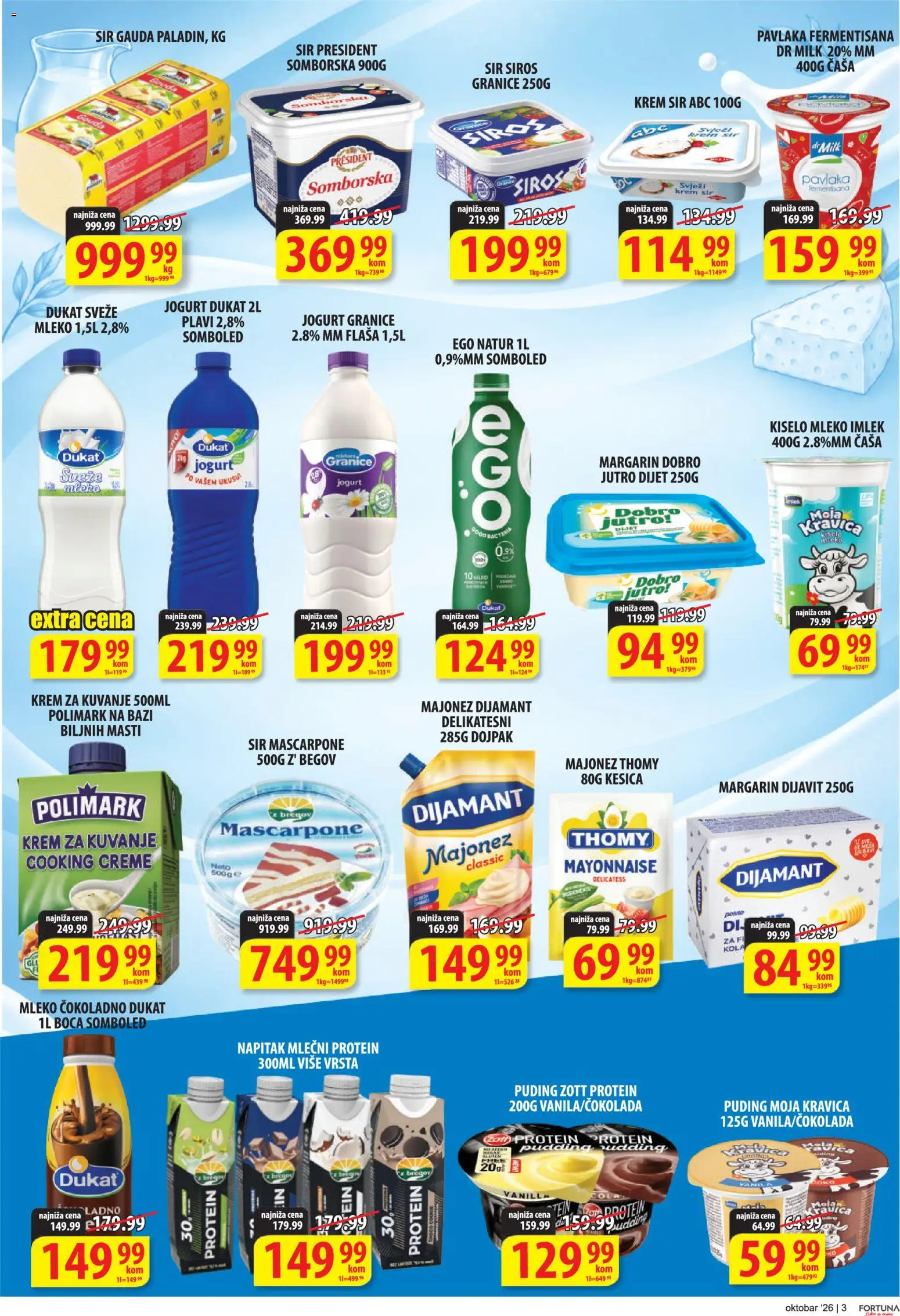Fortuna Market katalog - važi od 09.10.2026 | Strana: 3 | Proizvode: Majonez, Moja kravica, Krem, Pavlaka